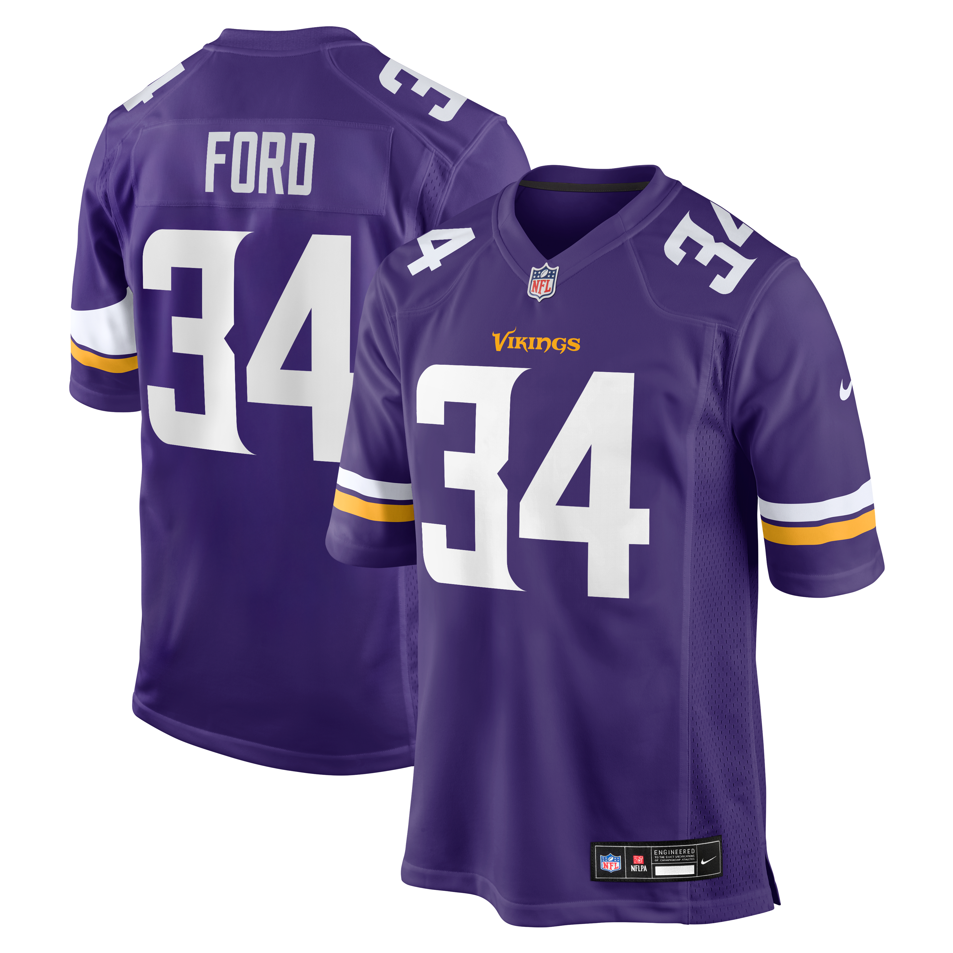 Maillot de match Nike Jerome Ford violet des Vikings du Minnesota pour homme