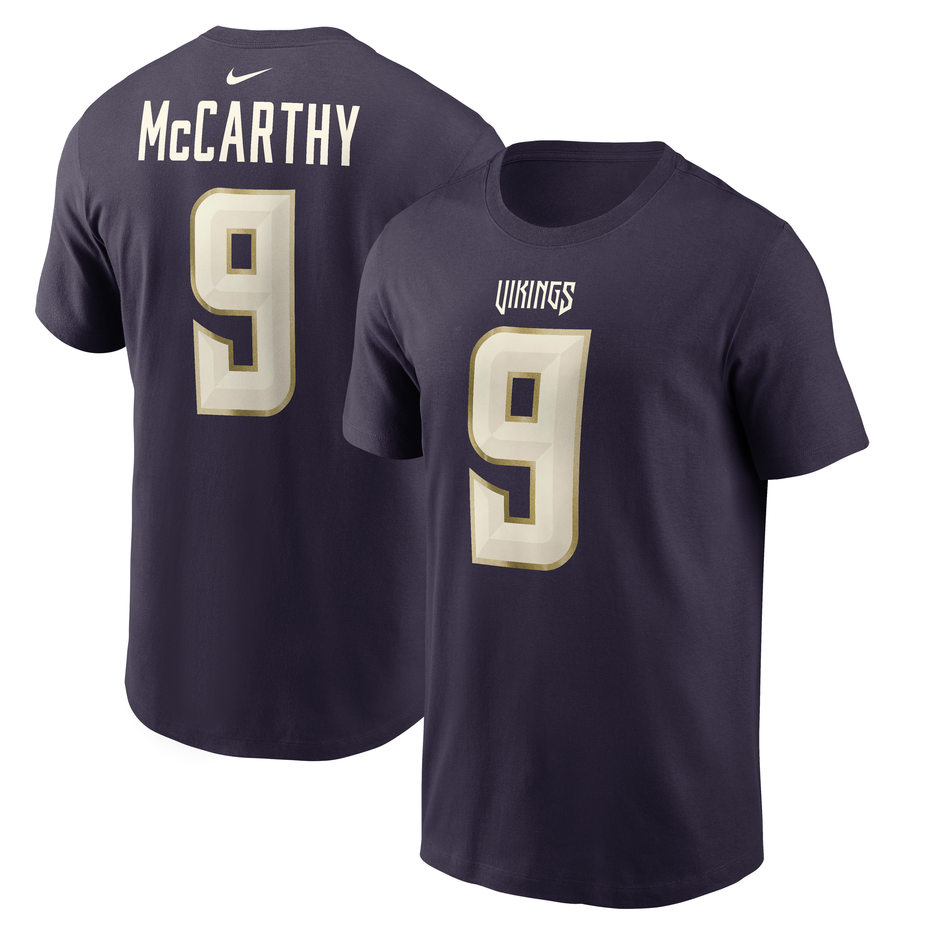 Men's Nike J.J. McCarthy Purple Minnesota Vikings 2026 Rivalries Collection Player Name & Number T-Shirt