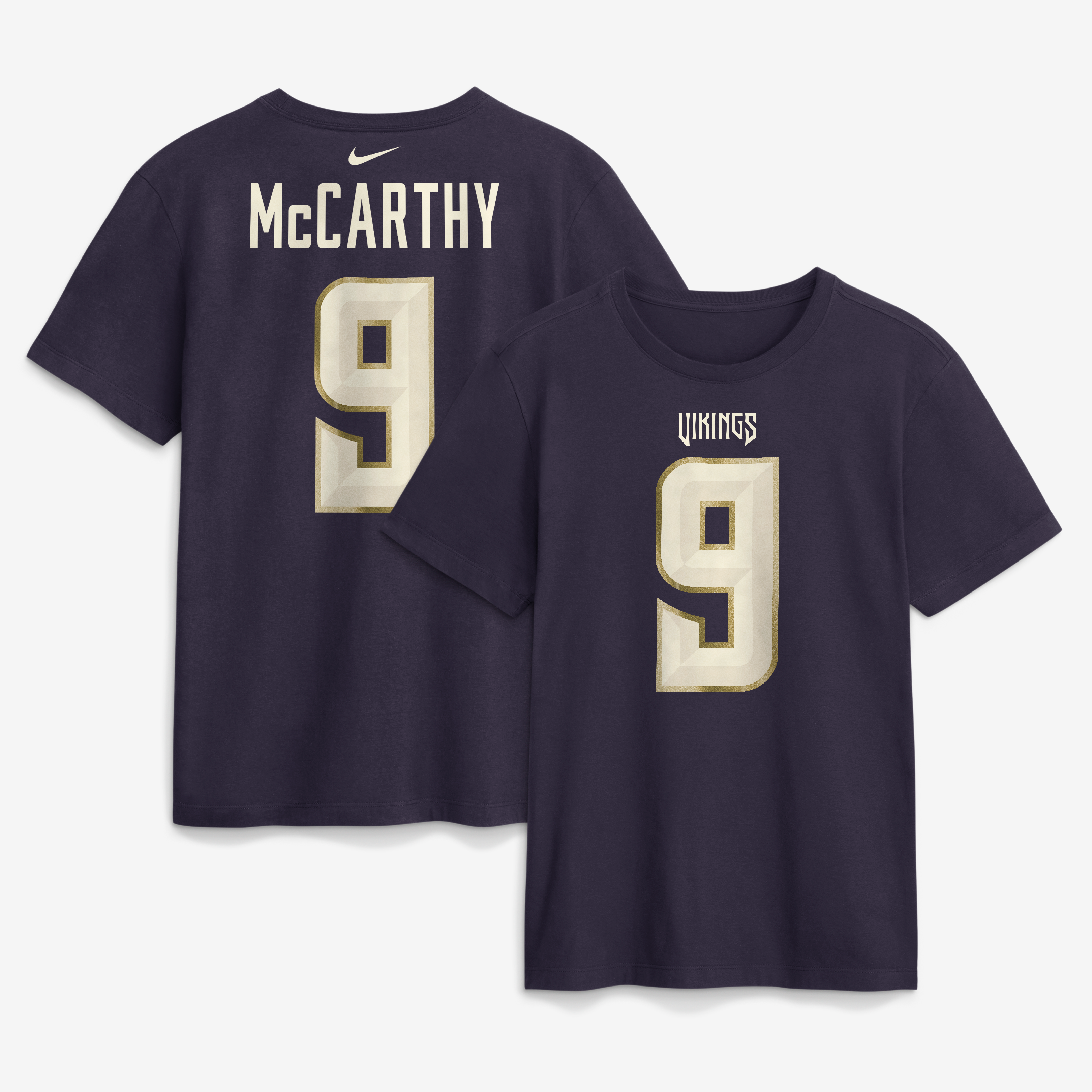 Men's Nike J.J. McCarthy Purple Minnesota Vikings 2026 Rivalries Collection Player Name & Number T-Shirt