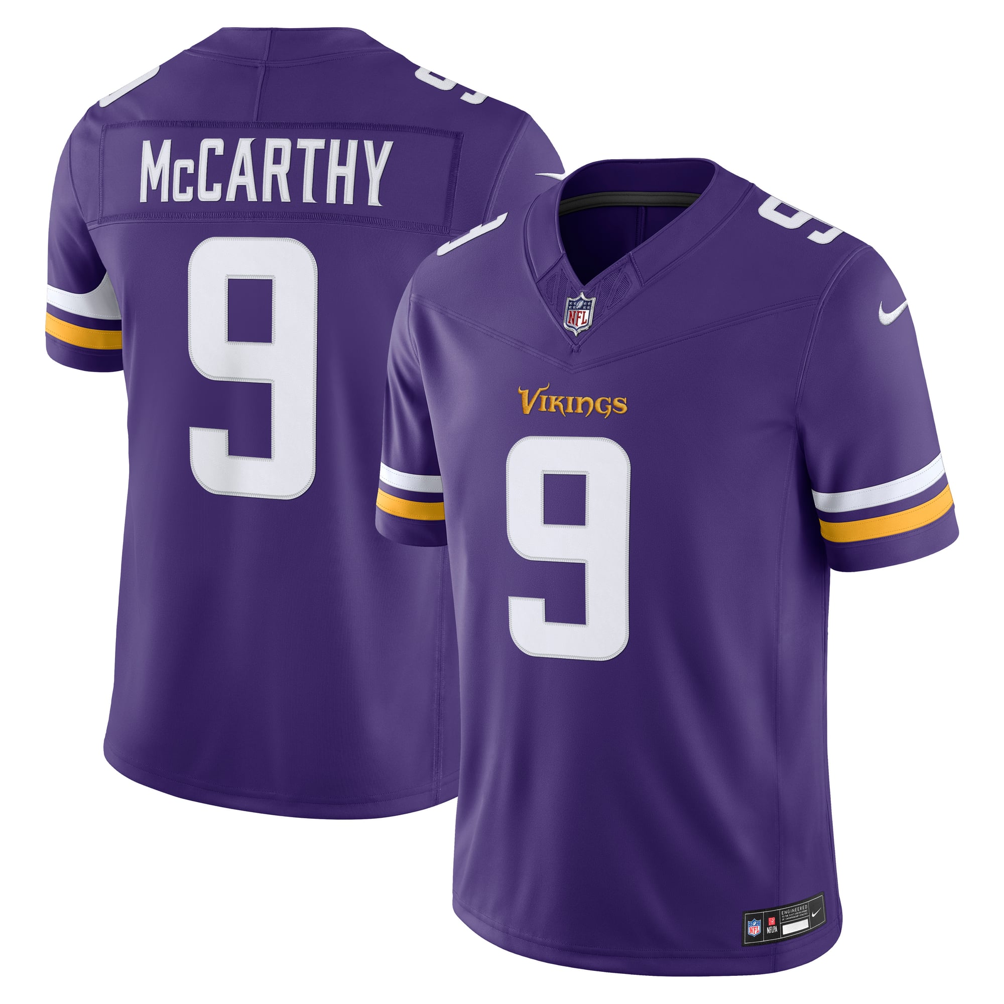 Maillot Nike J.J. McCarthy violet Minnesota Vikings Team Vapor F.U.S.E. édition limitée cousue pour homme