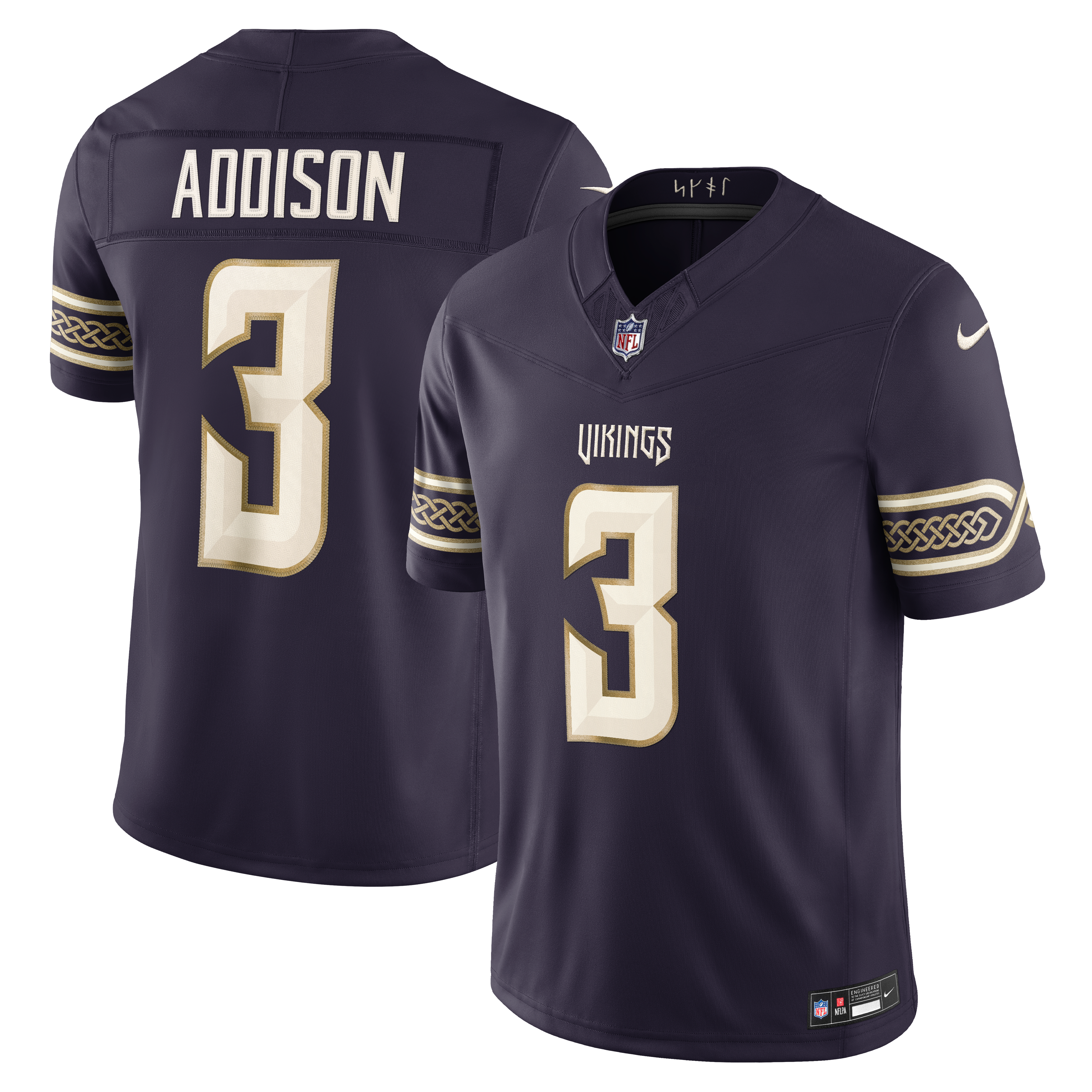 Men's Nike Jordan Addison Purple Minnesota Vikings 2026 Rivalries Collection Stitched Limited Jersey