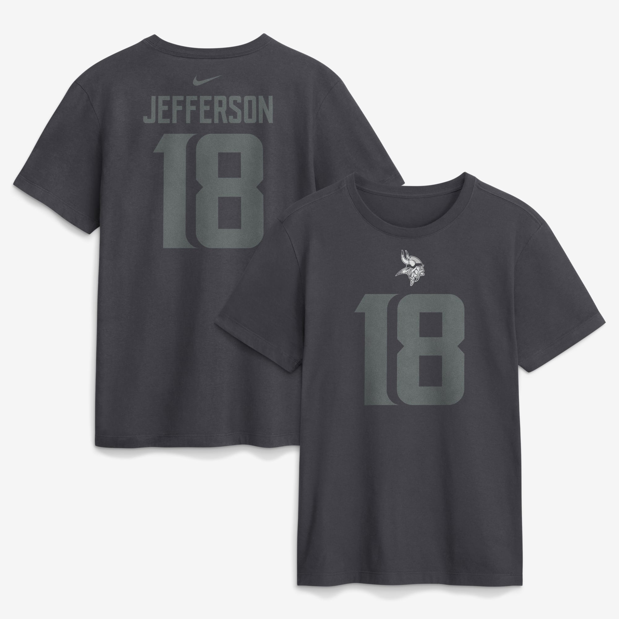 Men's Nike Justin Jefferson Anthracite Minnesota Vikings Name & Number T-Shirt