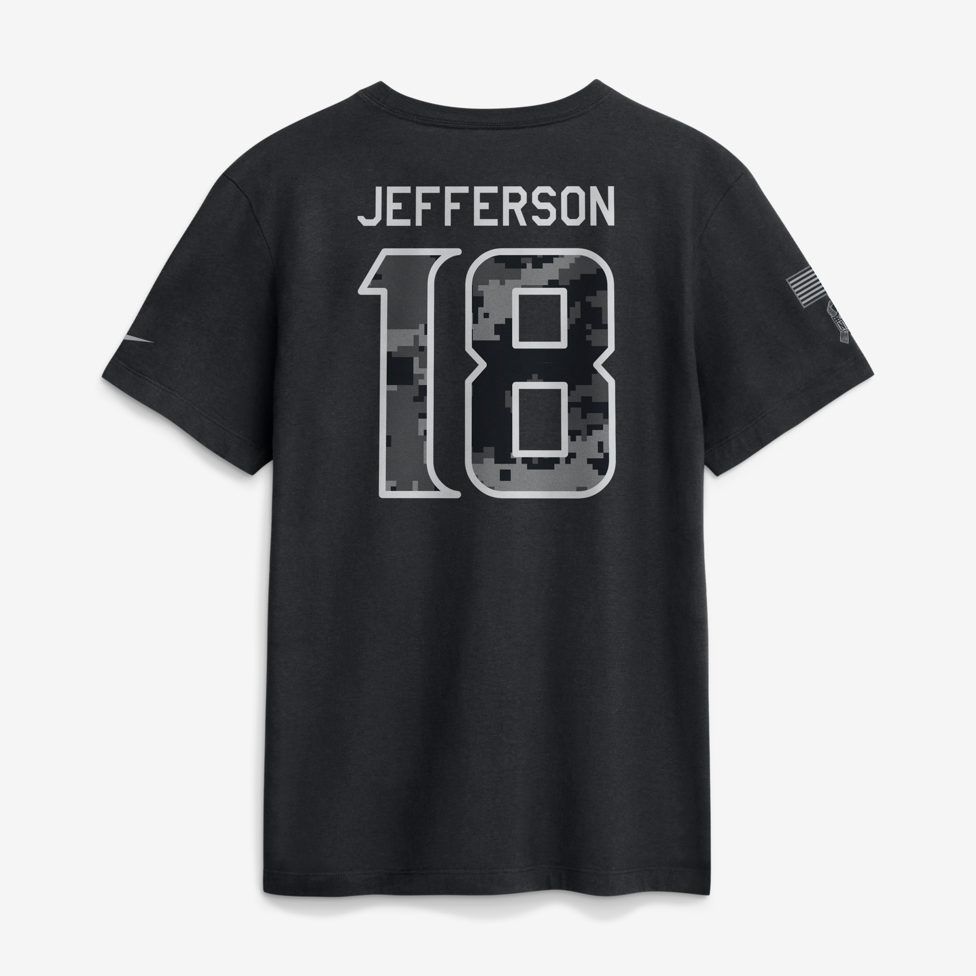 T-shirt Nike Justin Jefferson noir Minnesota Vikings 2026 Salute to Service pour homme, avec nom et numéro