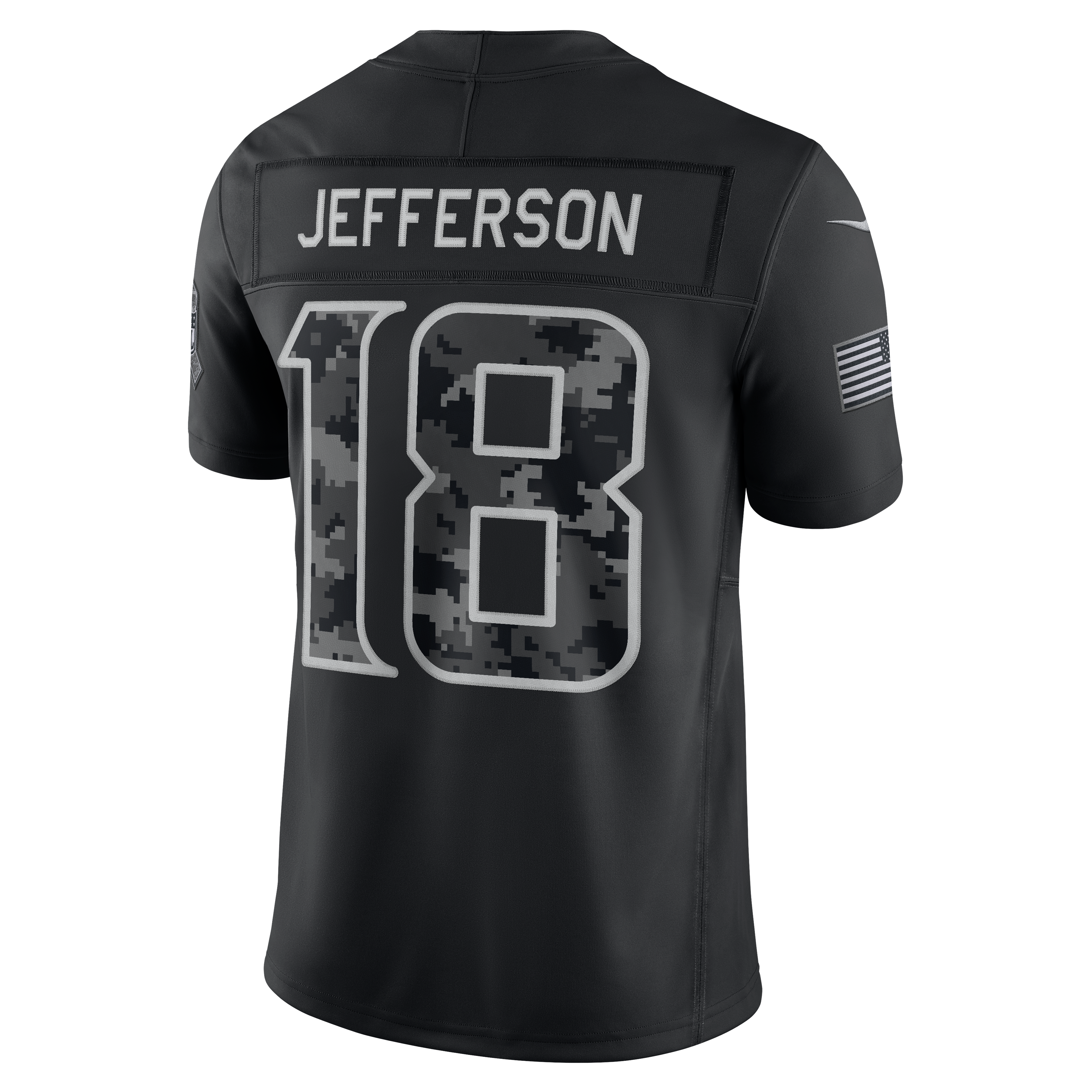 Maillot Nike Justin Jefferson noir Minnesota Vikings 2026 Salute to Service, édition limitée cousue