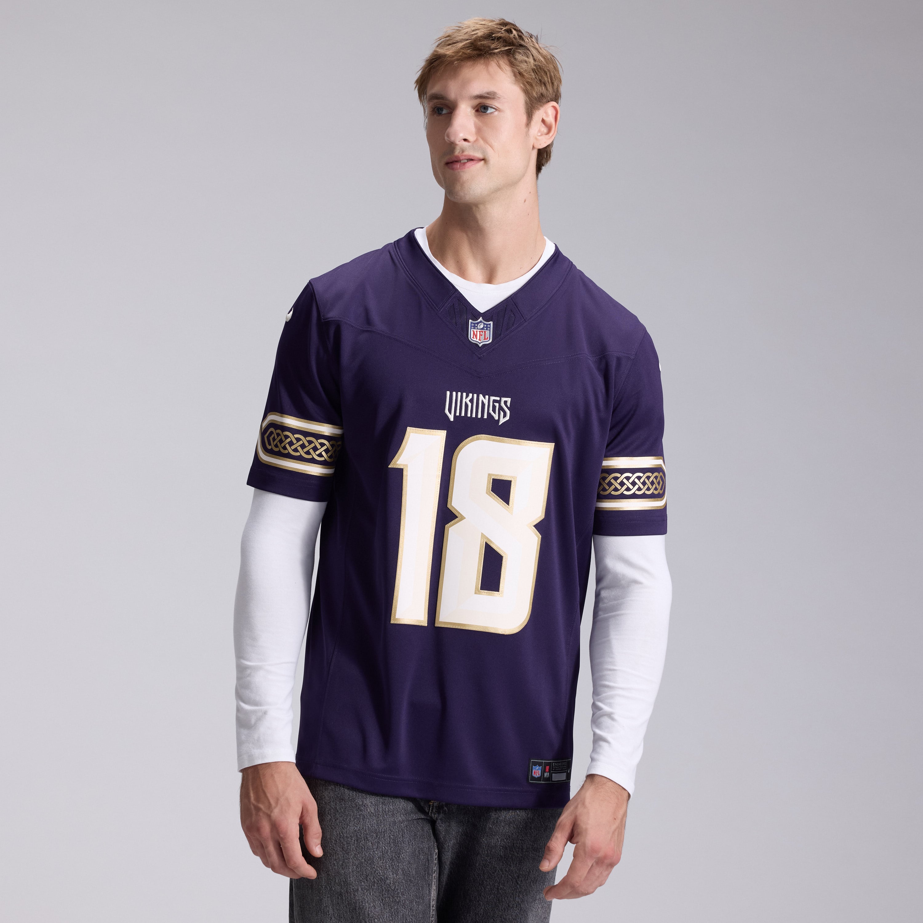 Men's Nike Justin Jefferson Purple Minnesota Vikings 2026 Rivalries Collection Stitched Limited Jersey