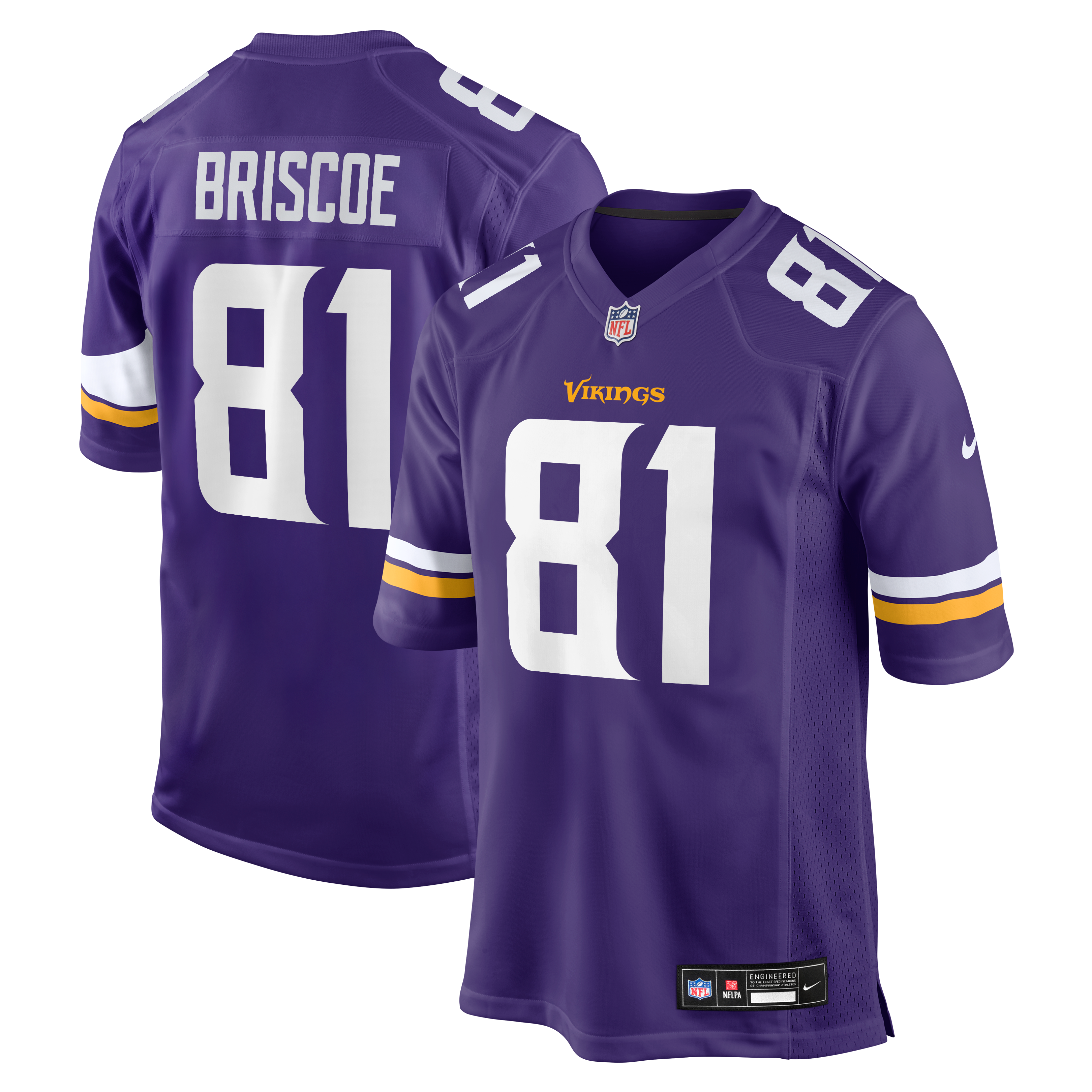 Men's Nike Michael Briscoe Purple Minnesota Vikings Team Game Jersey