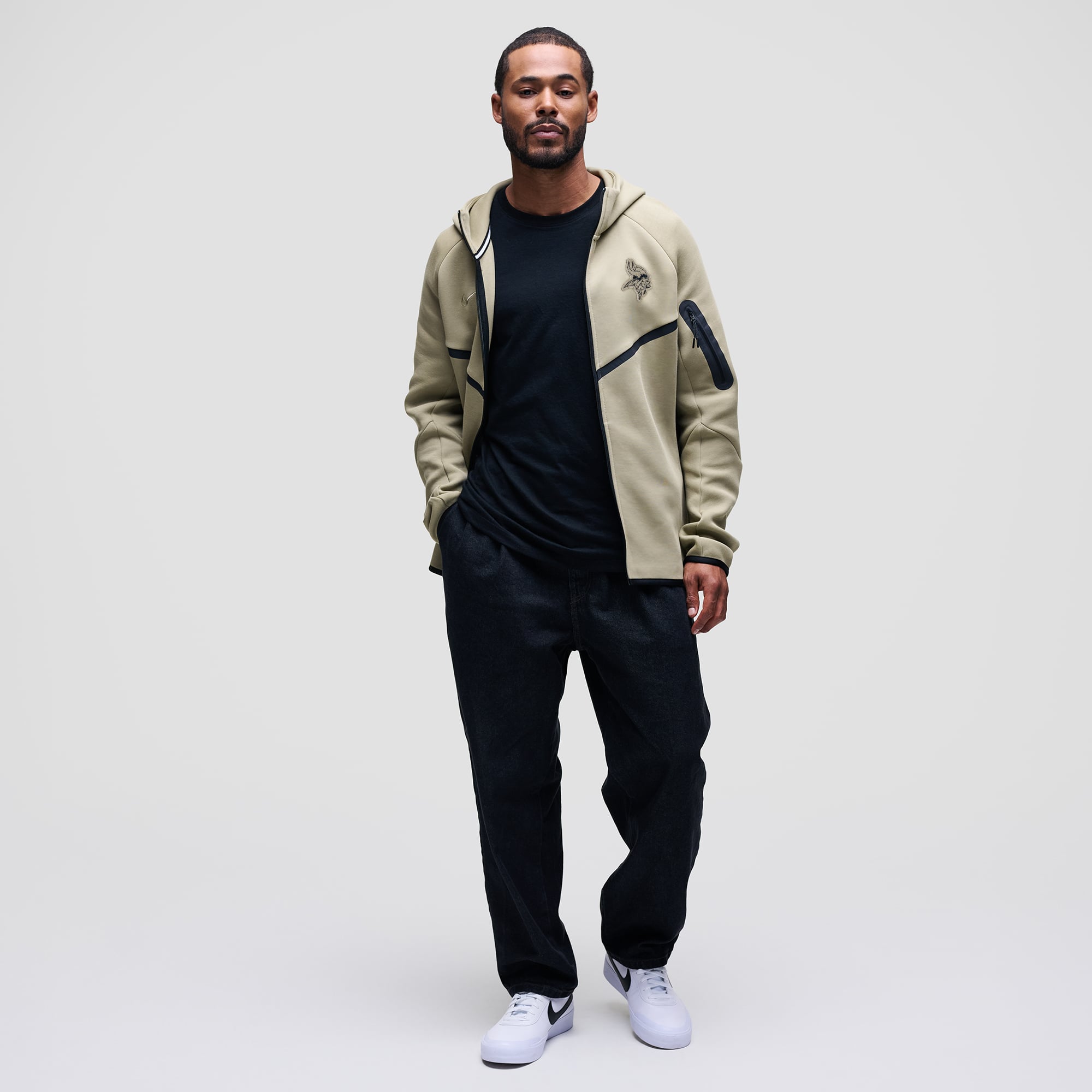 Men's Nike Olive Minnesota Vikings Tech Fleece Raglan Full-Zip Windrunner Hoodie