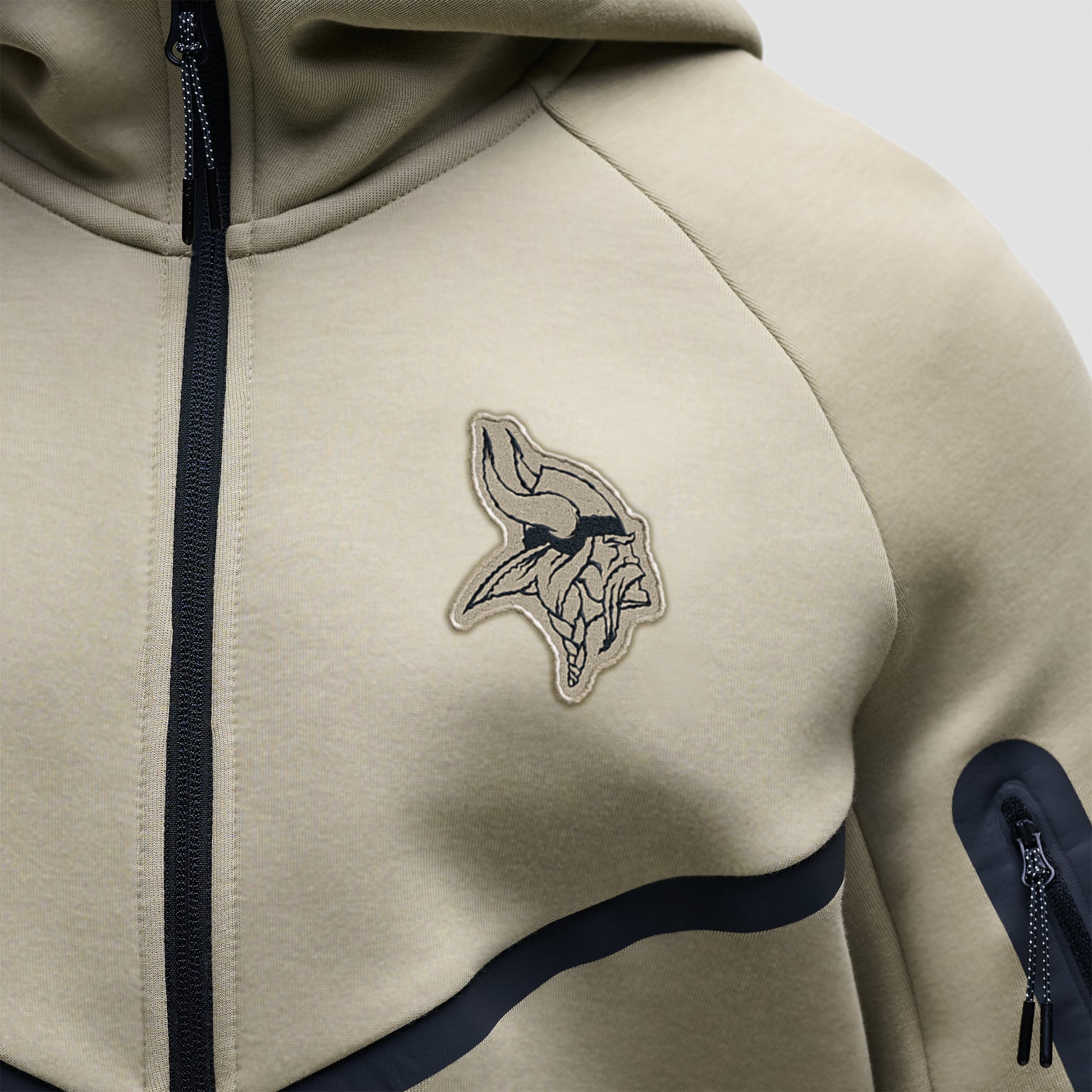 Sweat à capuche zippé Nike Tech Fleece raglan pour homme, couleur olive, Minnesota Vikings