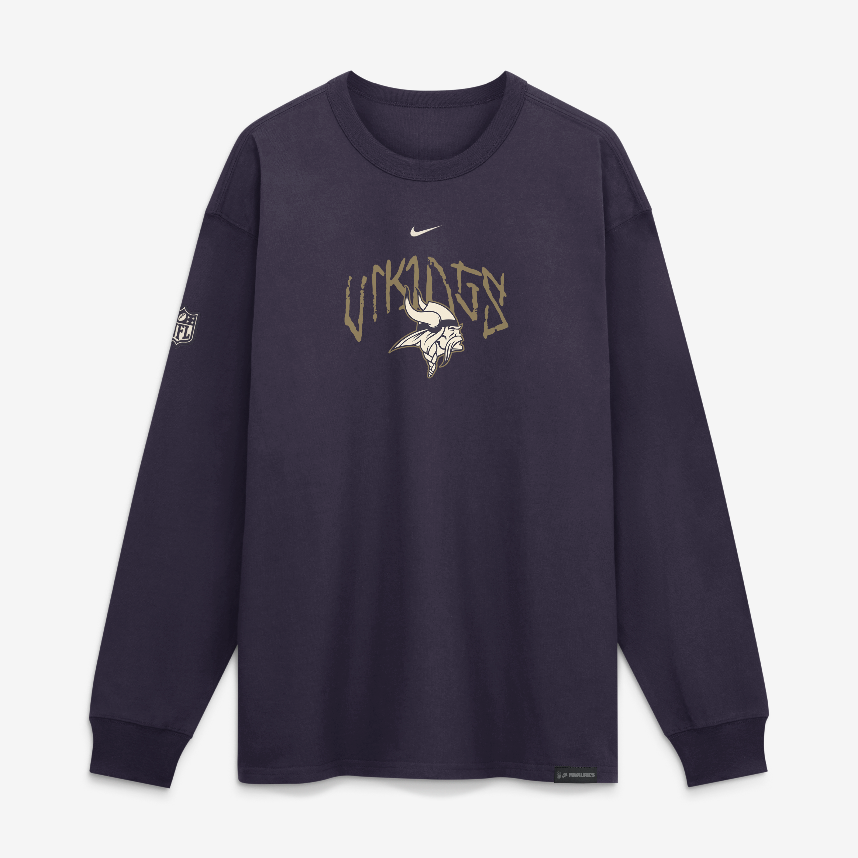 T-shirt à manches longues Nike Max90 pour homme, collection Rivalries 2026, violet Minnesota Vikings