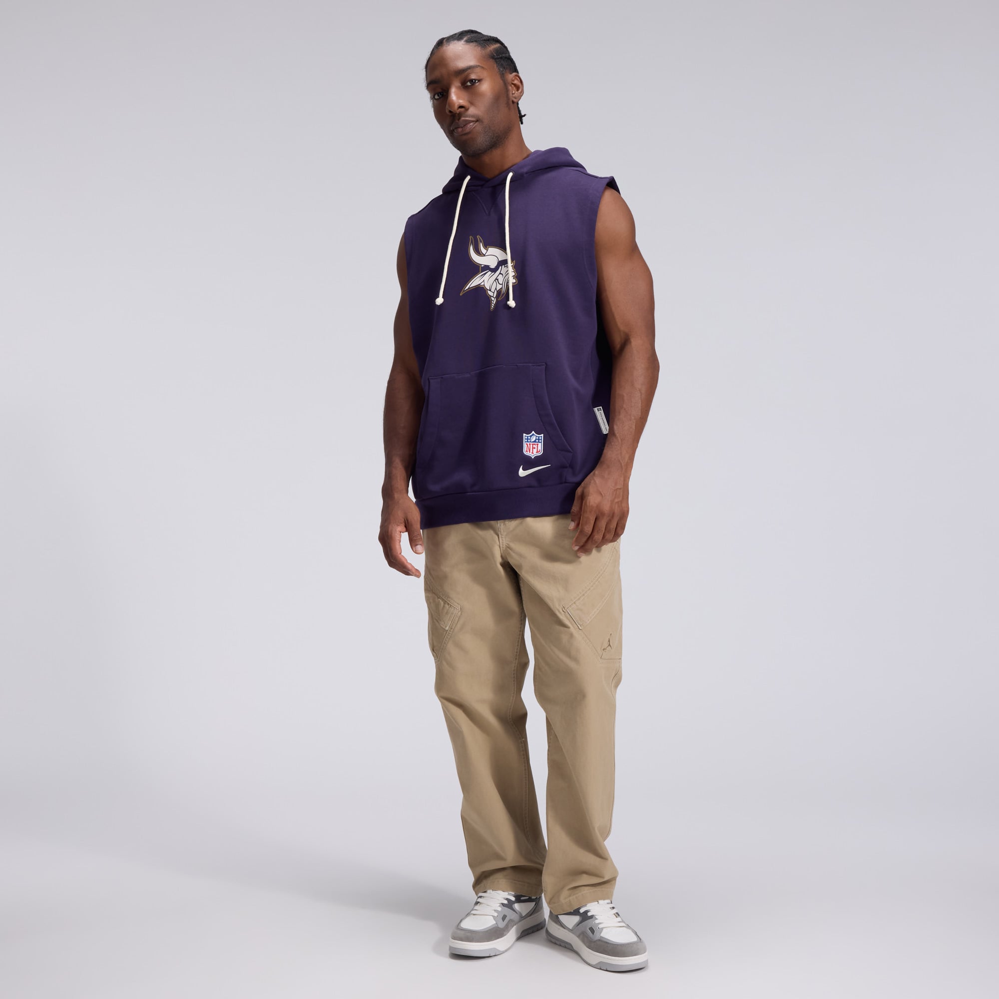 Sweat à capuche sans manches en polaire Nike pour homme, collection Rivalries 2026 des Vikings du Minnesota, violet.