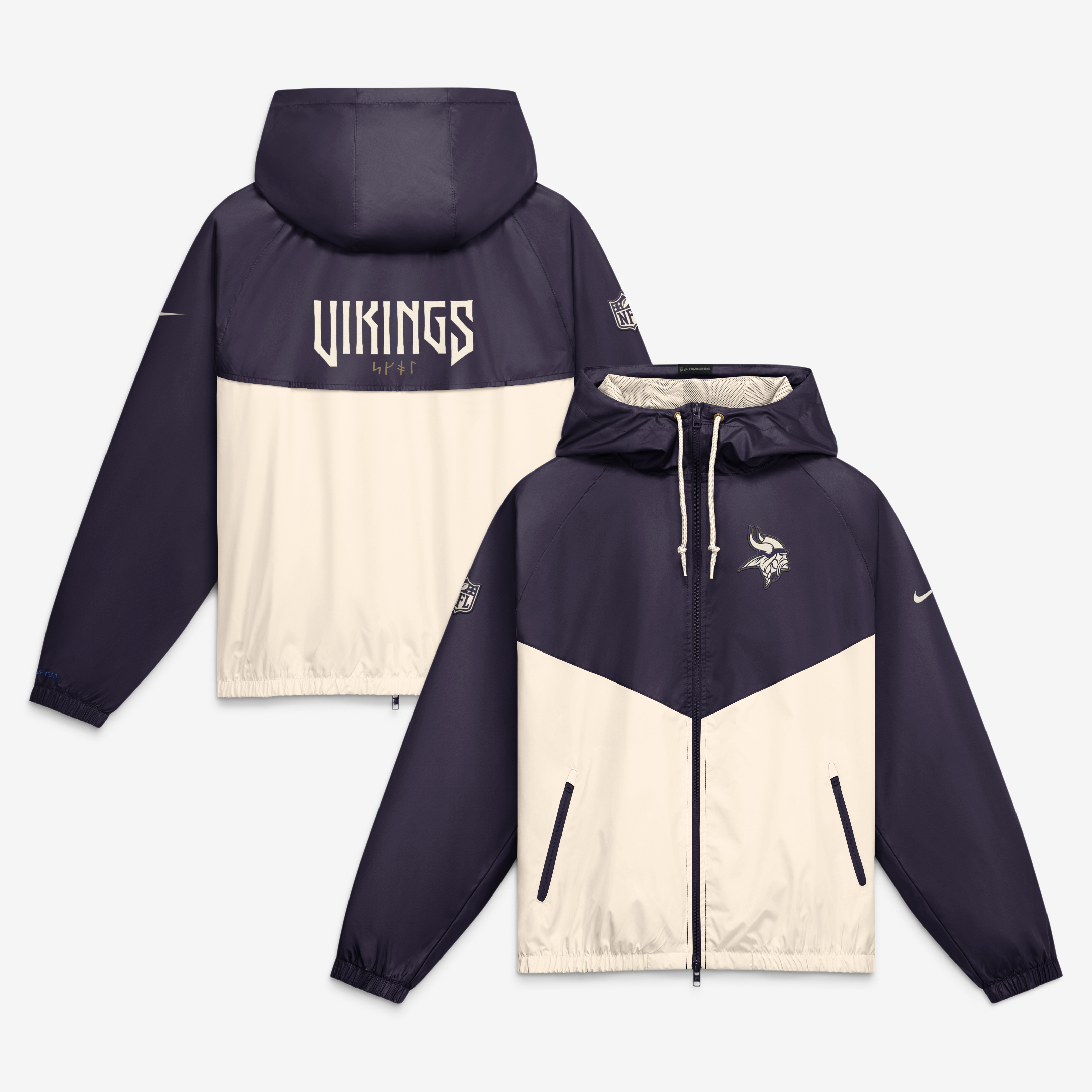 Veste coupe-vent zippée Nike pour homme, collection Rivalries 2026 des Vikings du Minnesota, violette