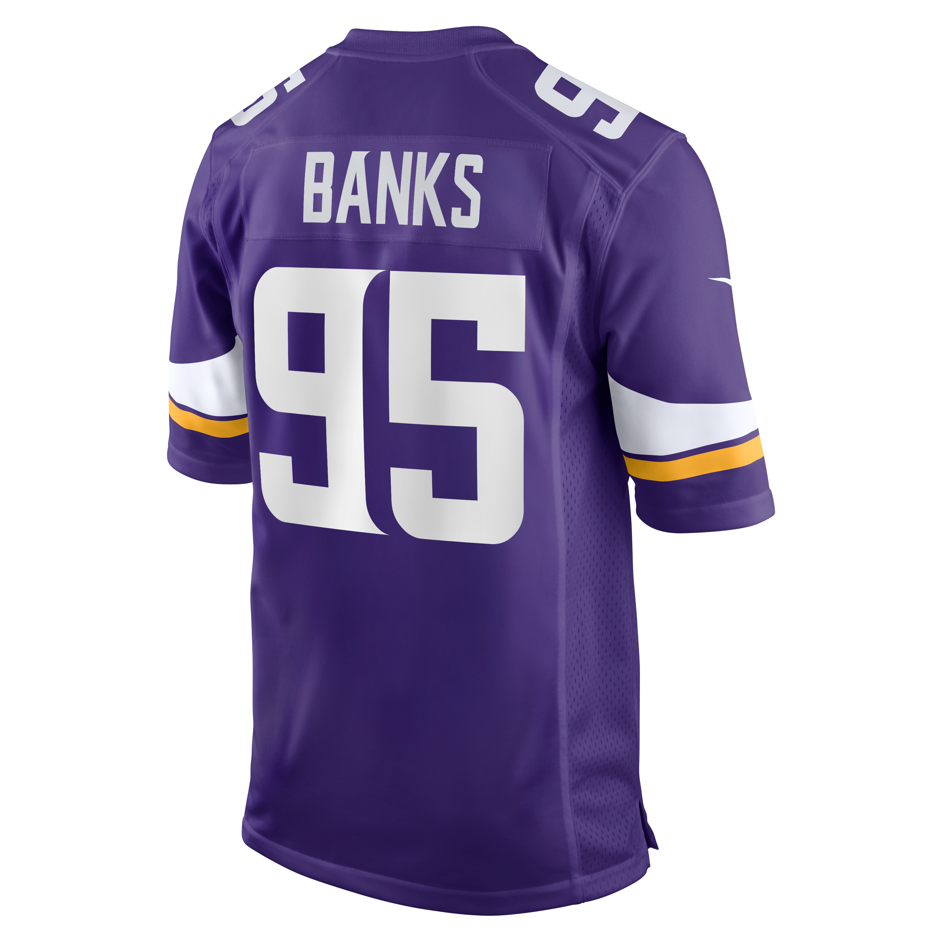 Maillot de match Nike violet pour homme des Vikings du Minnesota, porté par Caleb Banks