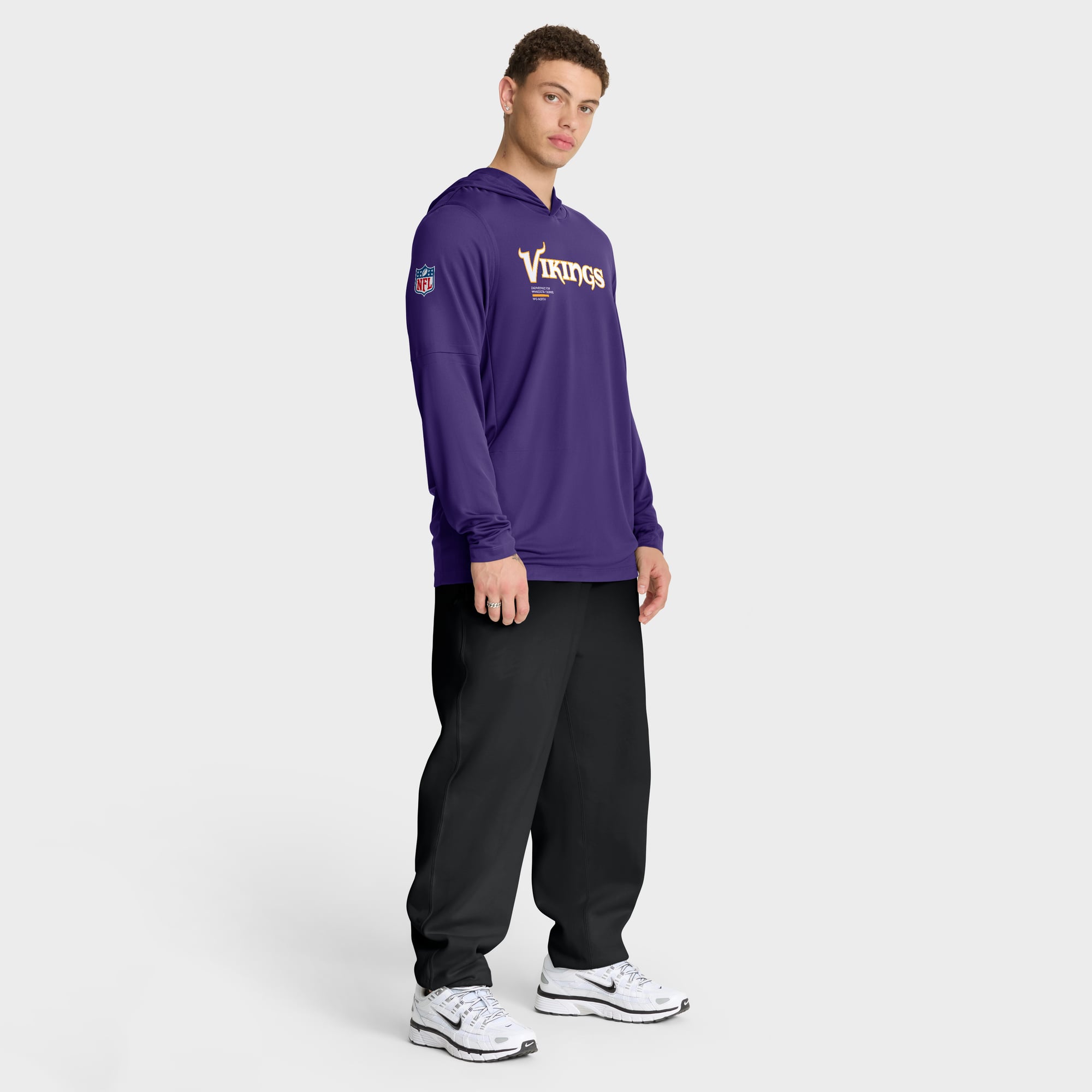 Men's Nike Purple Minnesota Vikings Sideline Pure Fury Dri-FIT Long Sleeve Hooded T-Shirt