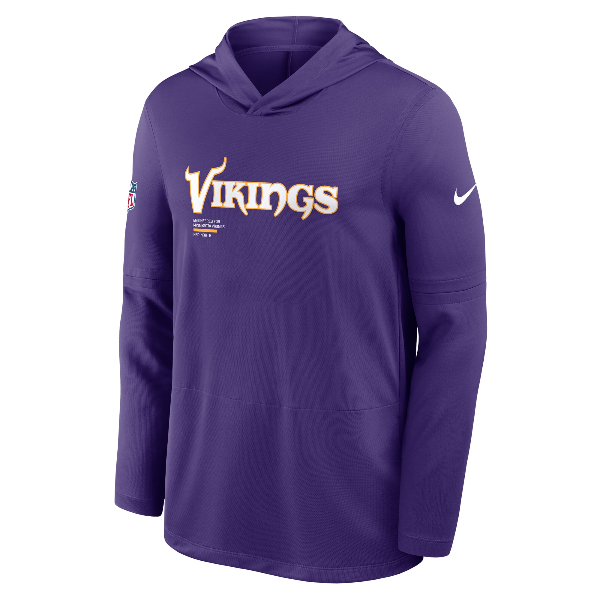 Men's Nike Purple Minnesota Vikings Sideline Pure Fury Dri-FIT Long Sleeve Hooded T-Shirt