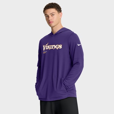 Minnesota Vikings Nike Sideline Pure Fury Performance Long Sleeve Hooded T-Shirt - Purple