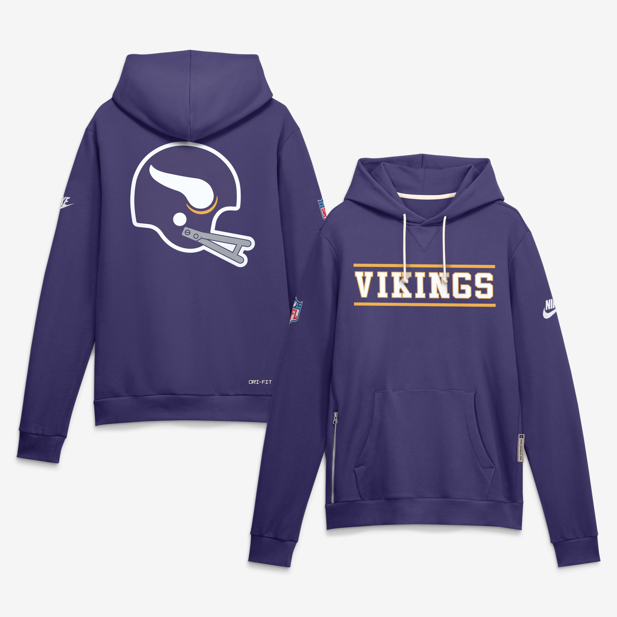 Sweat à capuche Nike Dri-FIT blanc pour homme, édition standard des arbitres de replay Minnesota Vikings.