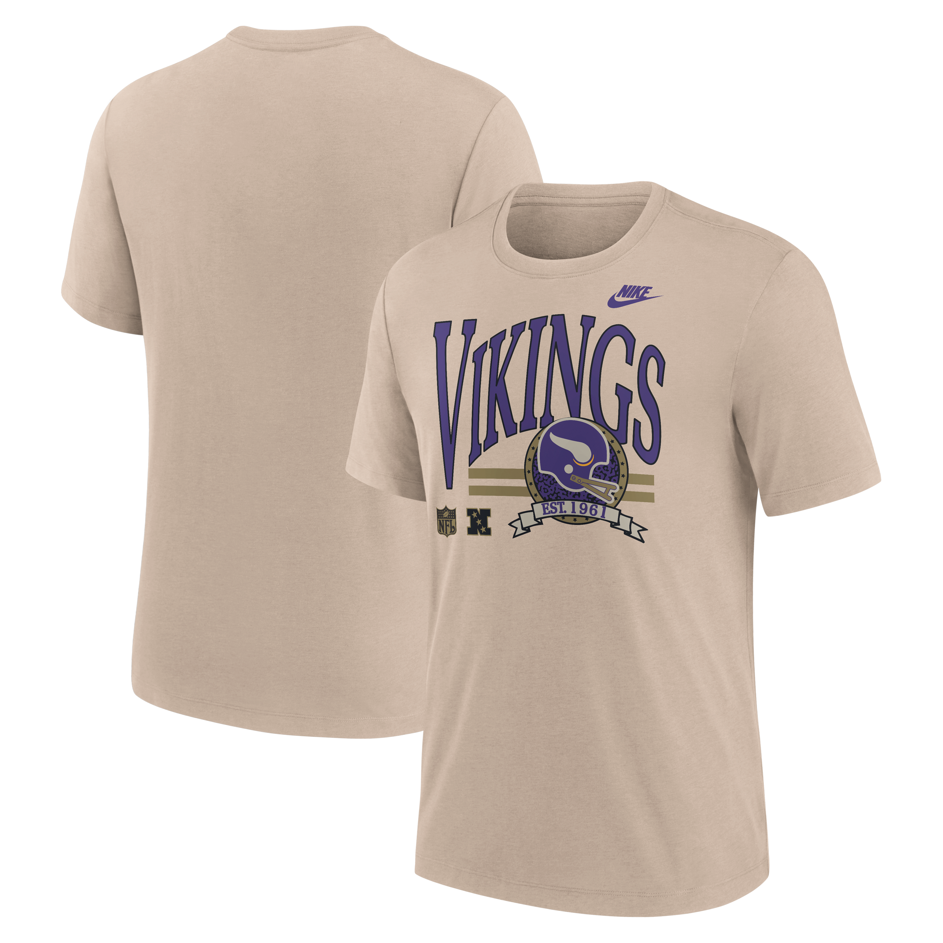 Men's Nike Sand Minnesota Vikings Rewind Tri-Blend T-Shirt
