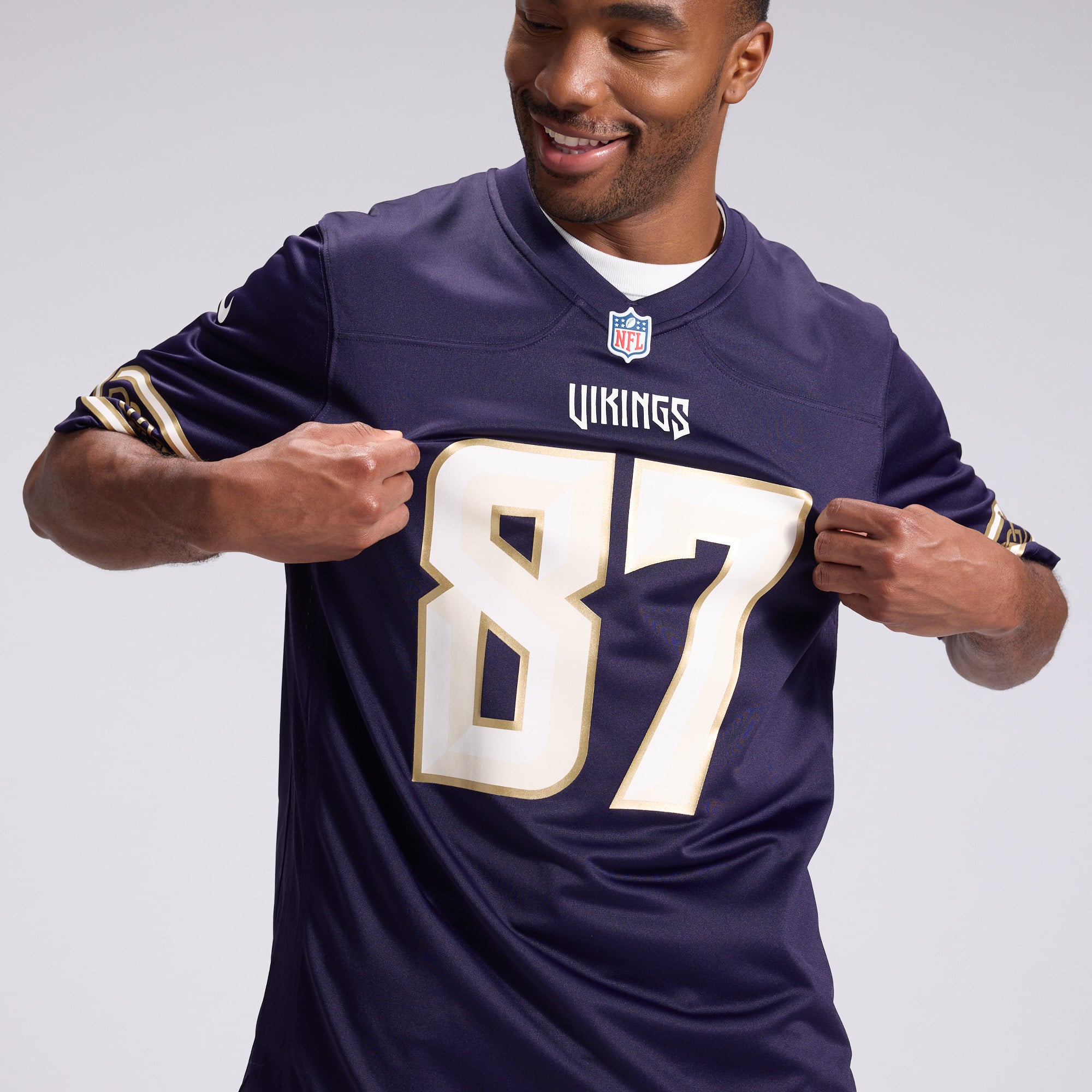 Men's Nike T.J. Hockenson Purple Minnesota Vikings 2026 Rivalries Collection Game Jersey