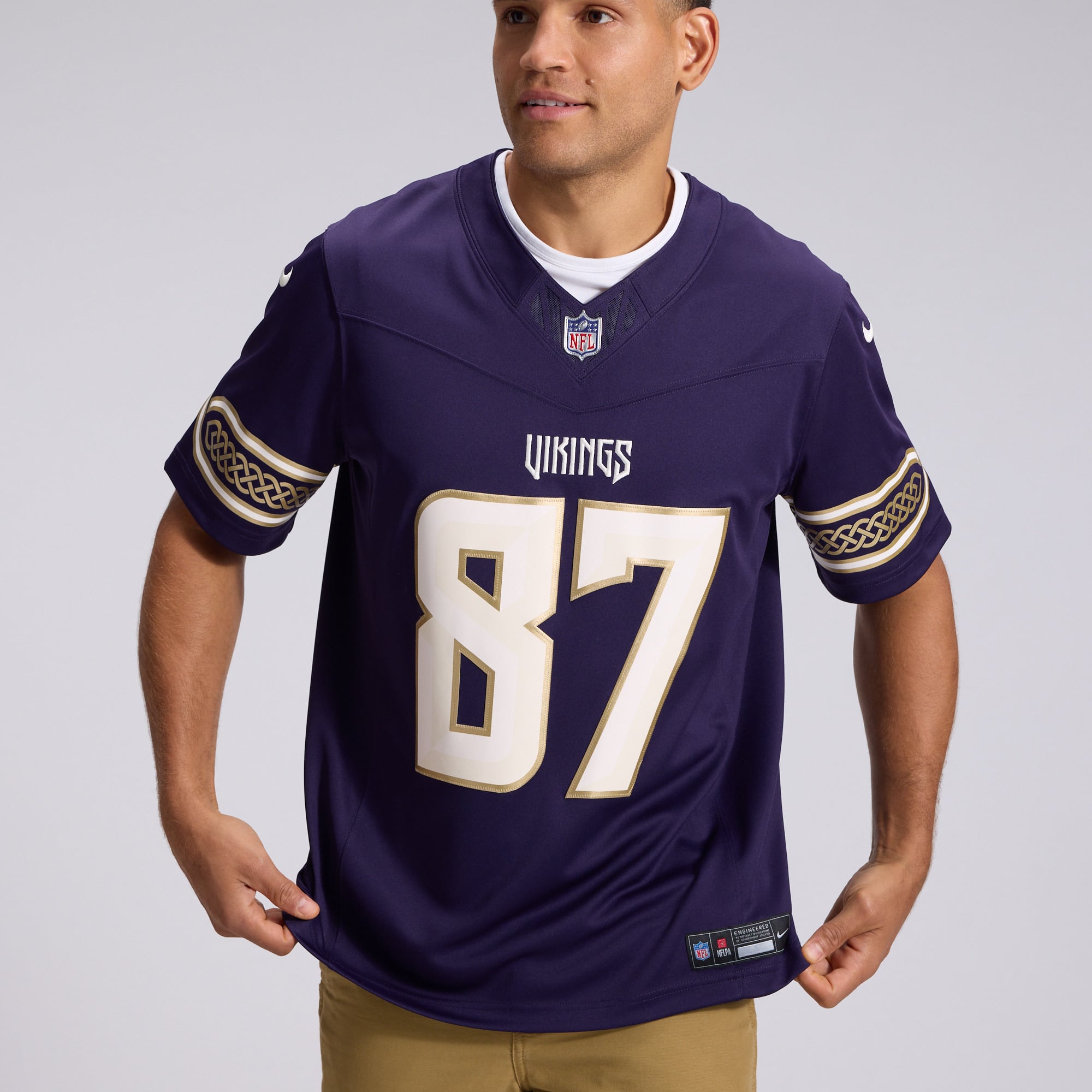 Men's Nike T.J. Hockenson Purple Minnesota Vikings 2026 Rivalries Collection Stitched Limited Jersey