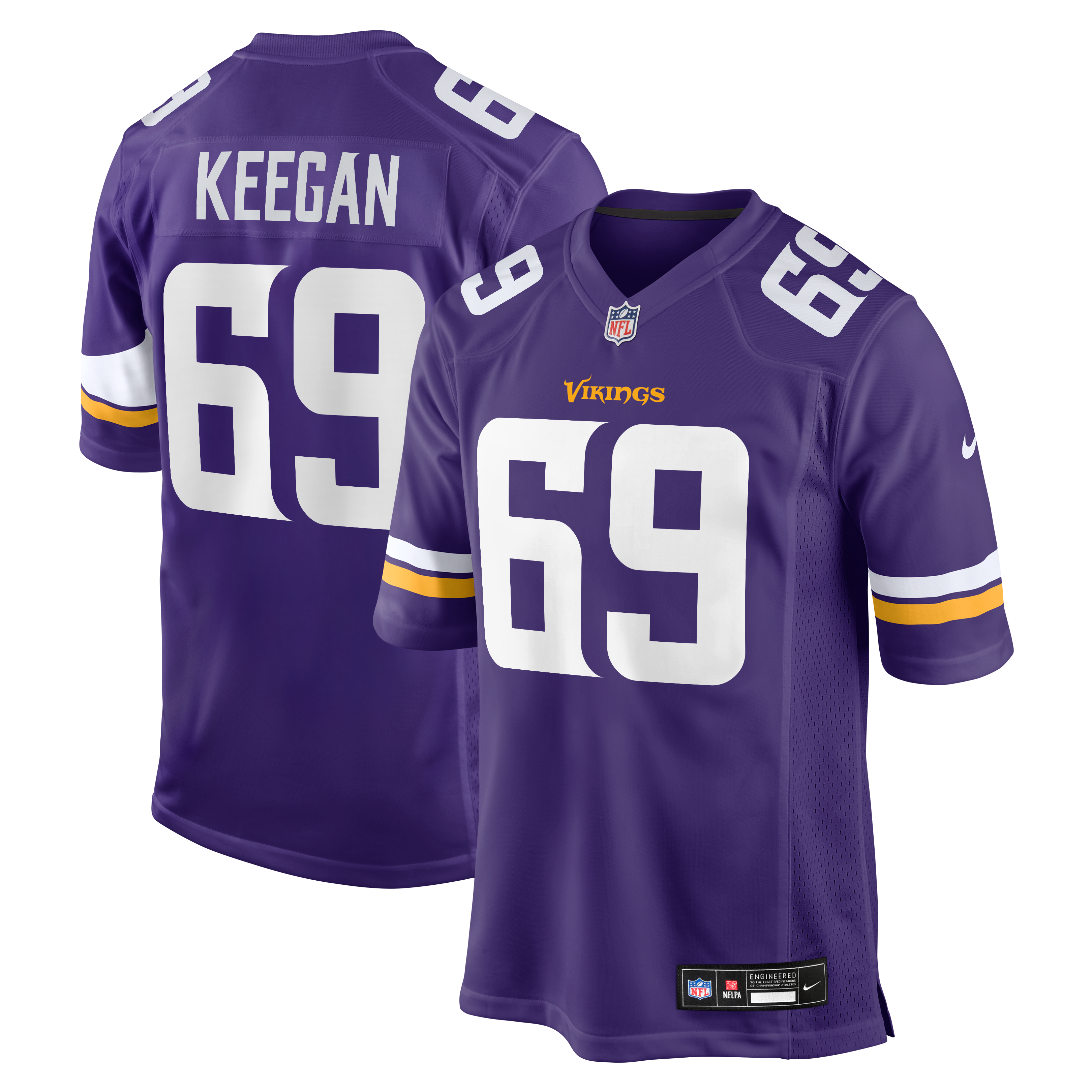 Maillot de match Nike Trevor Keegan violet des Vikings du Minnesota pour homme