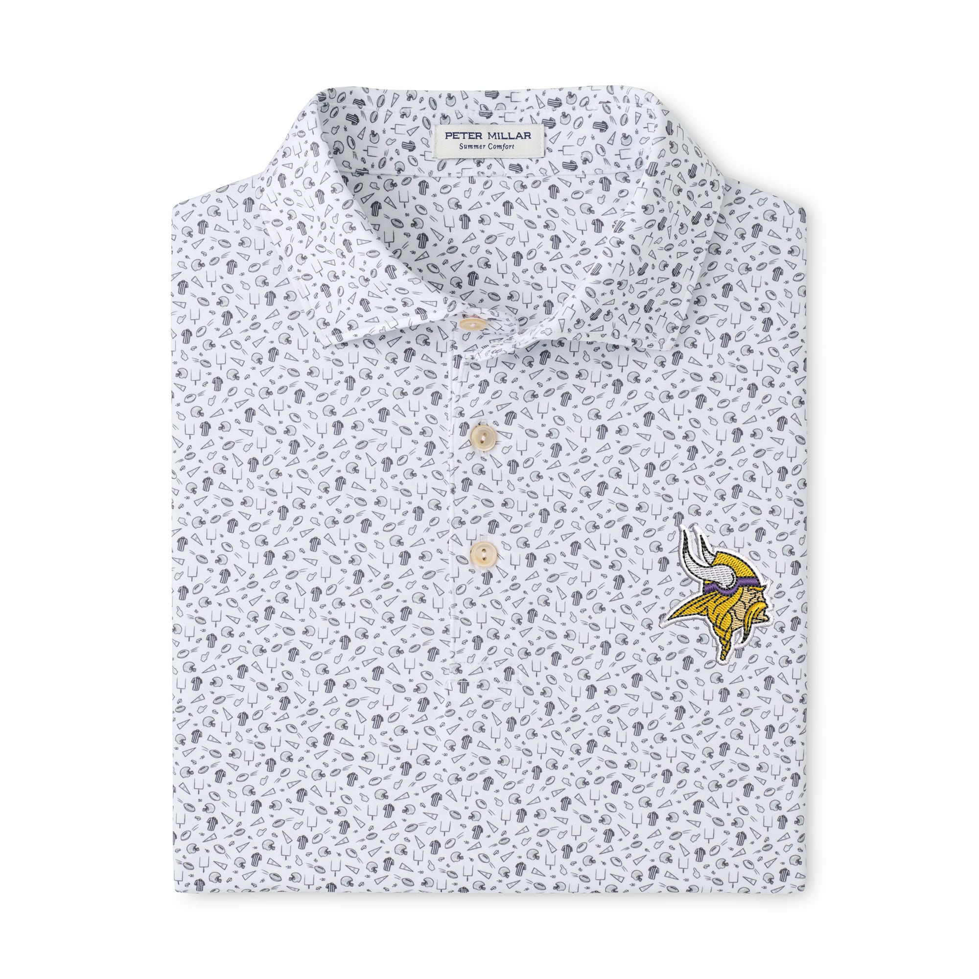 Men's Peter Millar Gray Minnesota Vikings Kick Off Performance Jersey Polo