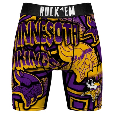  Minnesota Vikings Rock Em Socks Sketched Out Boxer Briefs - Purple