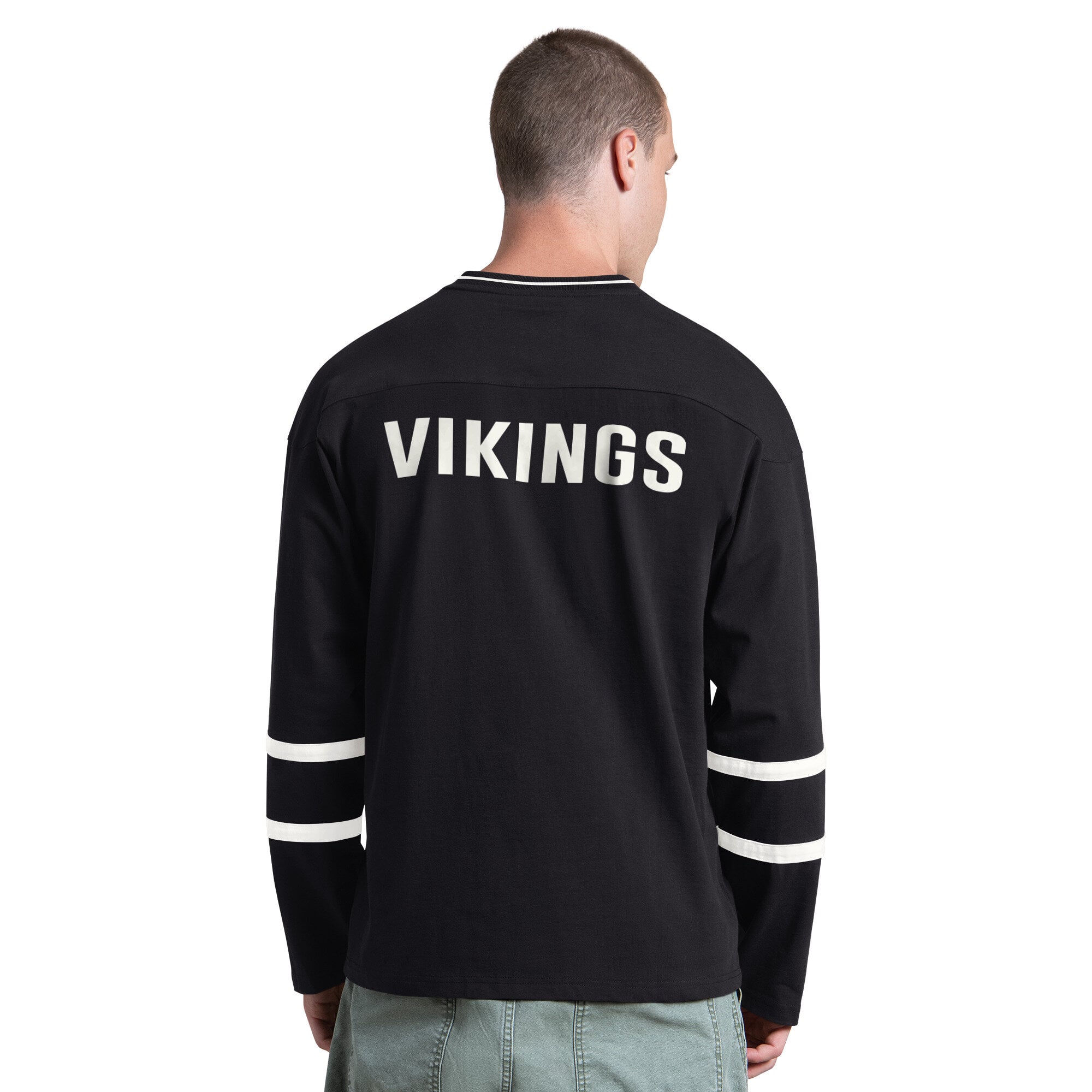 T-shirt à manches longues Starter noir et blanc Minnesota Vikings pour homme