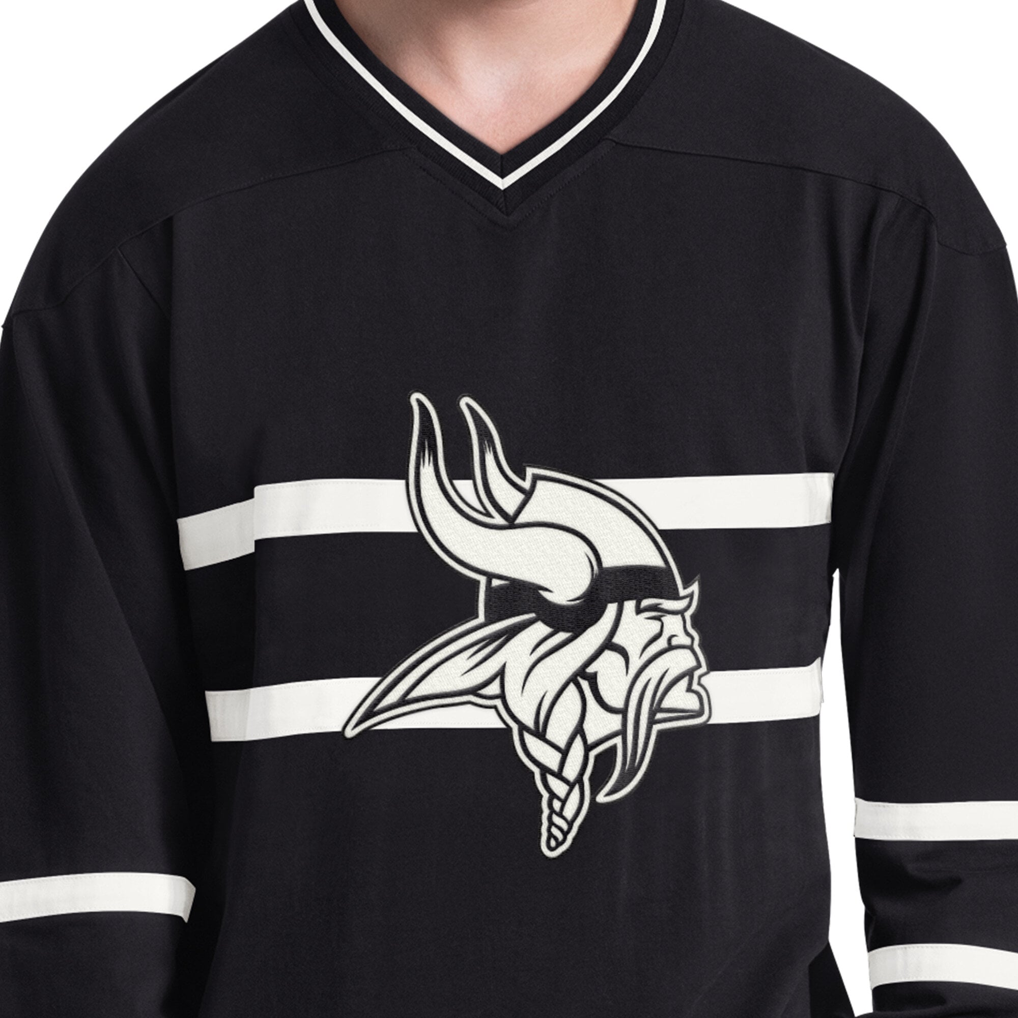 T-shirt à manches longues Starter noir et blanc Minnesota Vikings pour homme