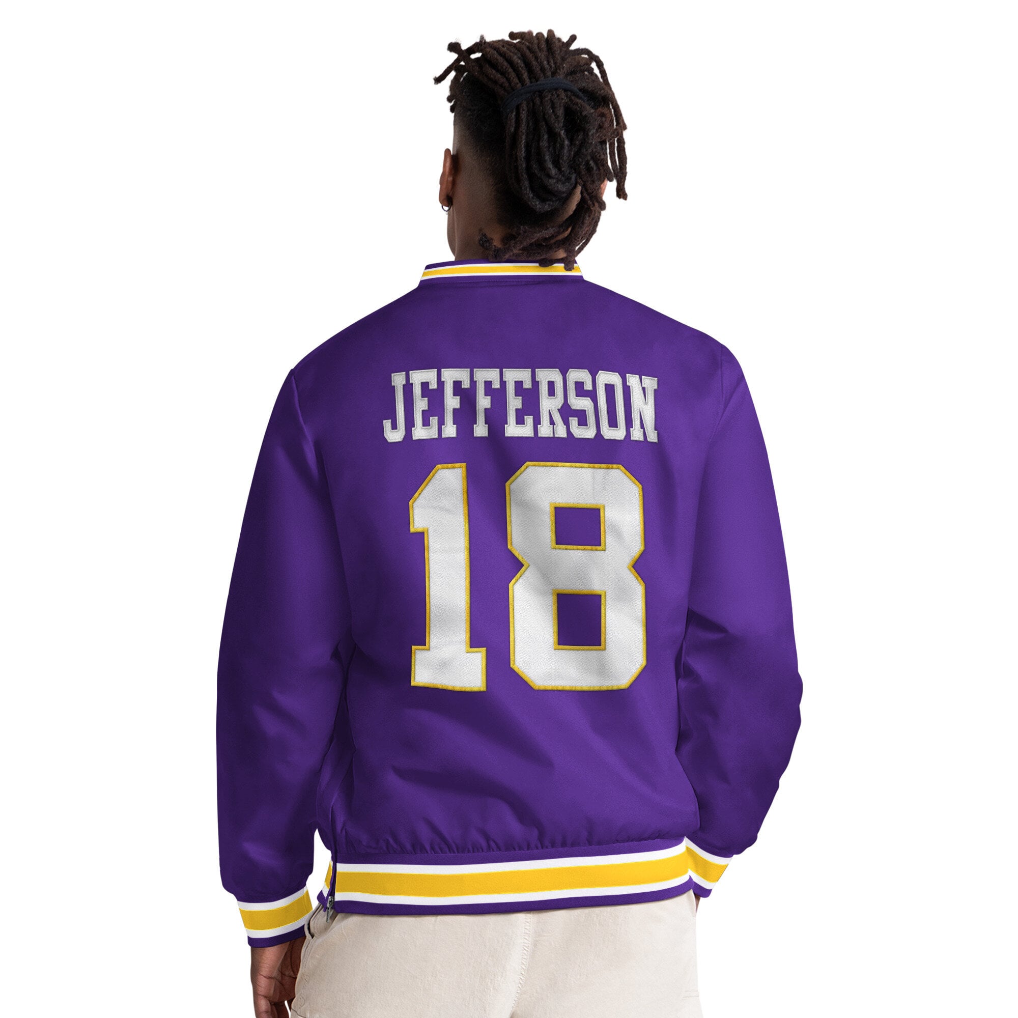 Men's Starter Justin Jefferson Purple Minnesota Vikings Player Layer V-Neck Pullover
