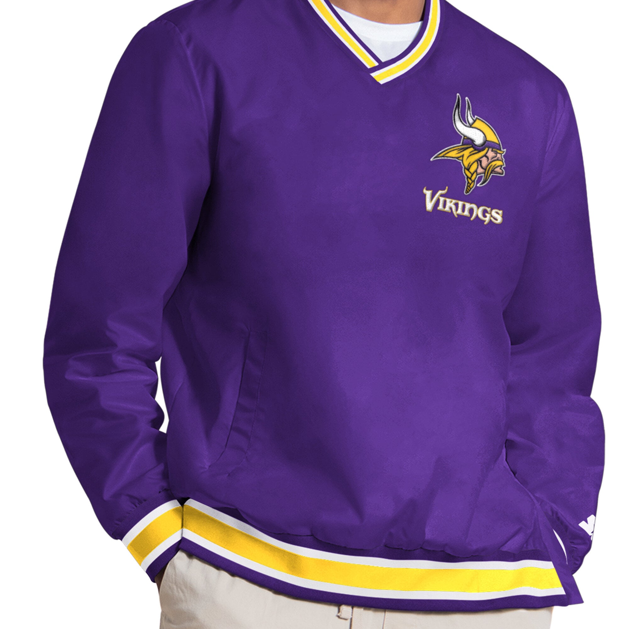 Men's Starter Justin Jefferson Purple Minnesota Vikings Player Layer V-Neck Pullover