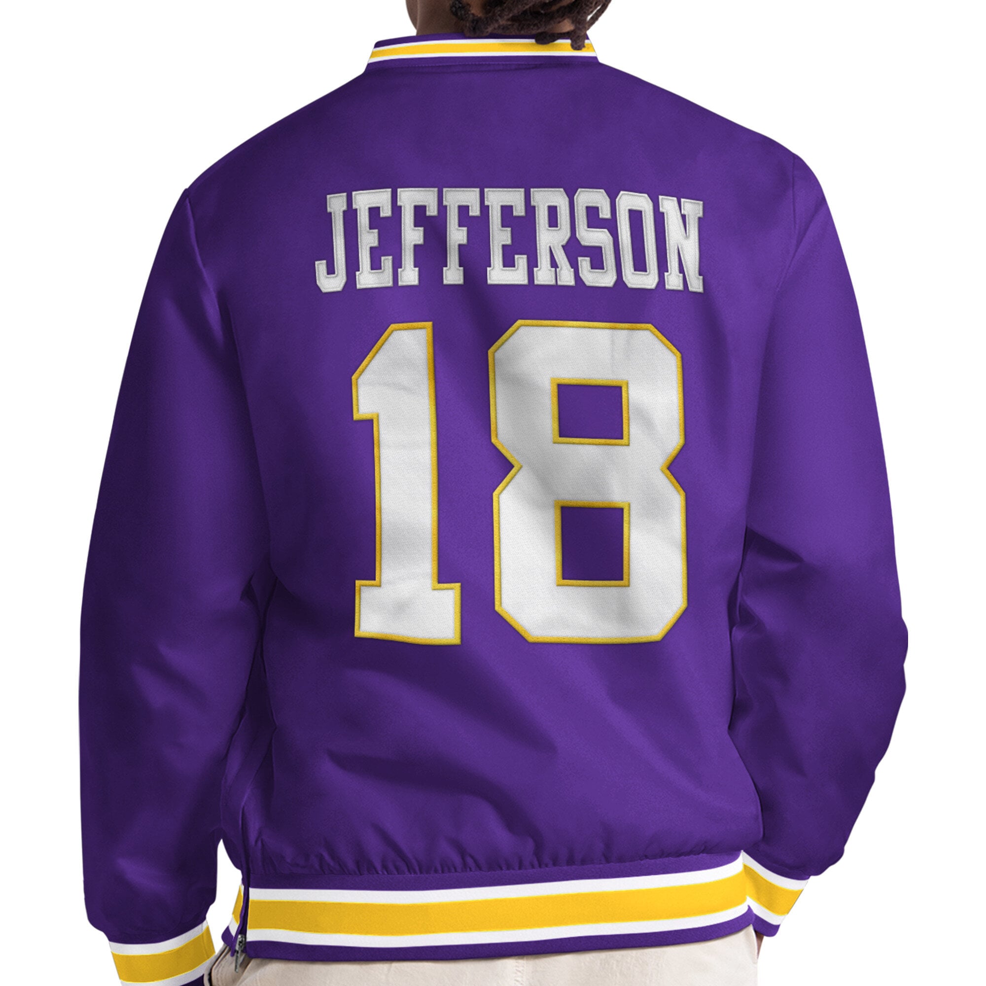 Men's Starter Justin Jefferson Purple Minnesota Vikings Player Layer V-Neck Pullover