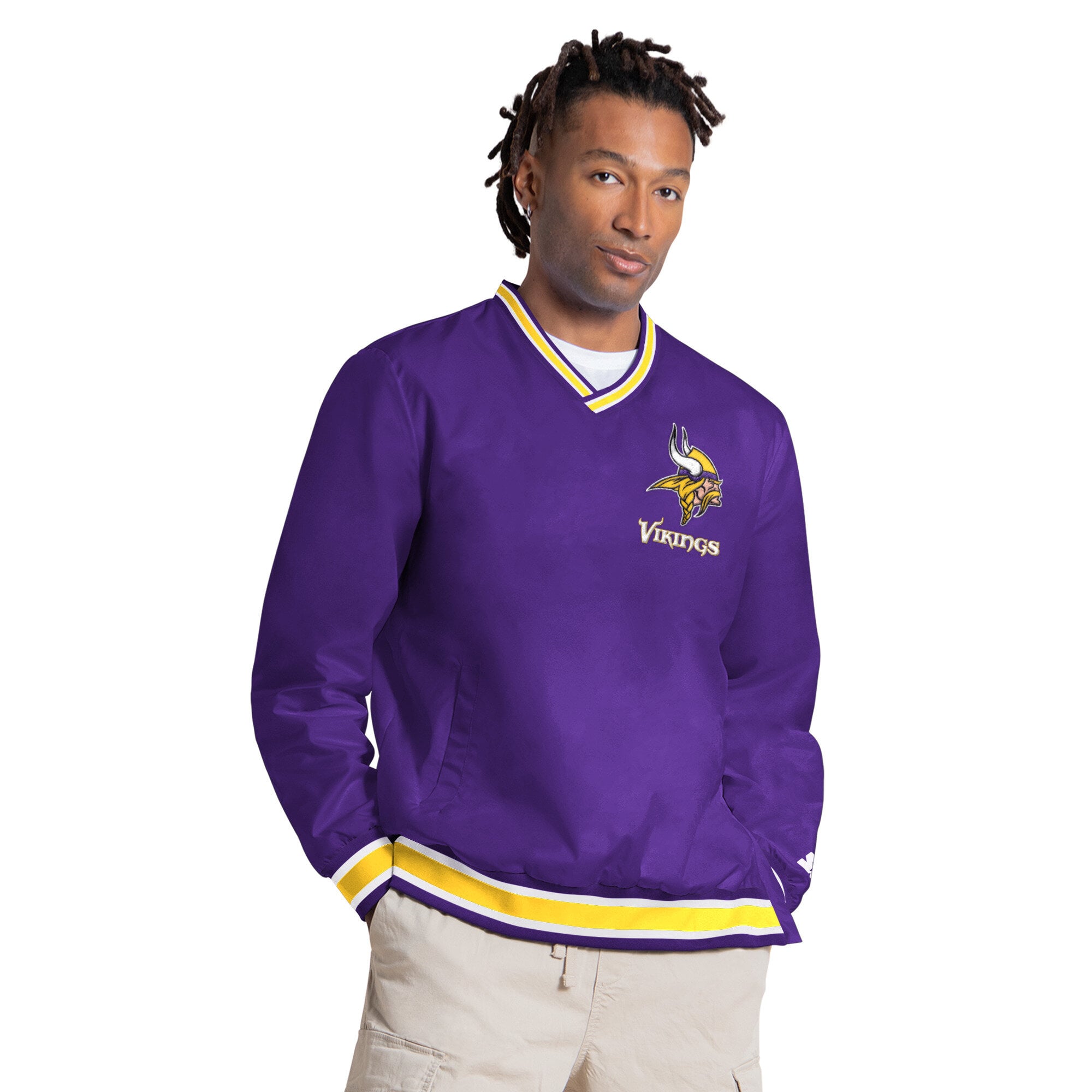 Men's Starter Justin Jefferson Purple Minnesota Vikings Player Layer V-Neck Pullover