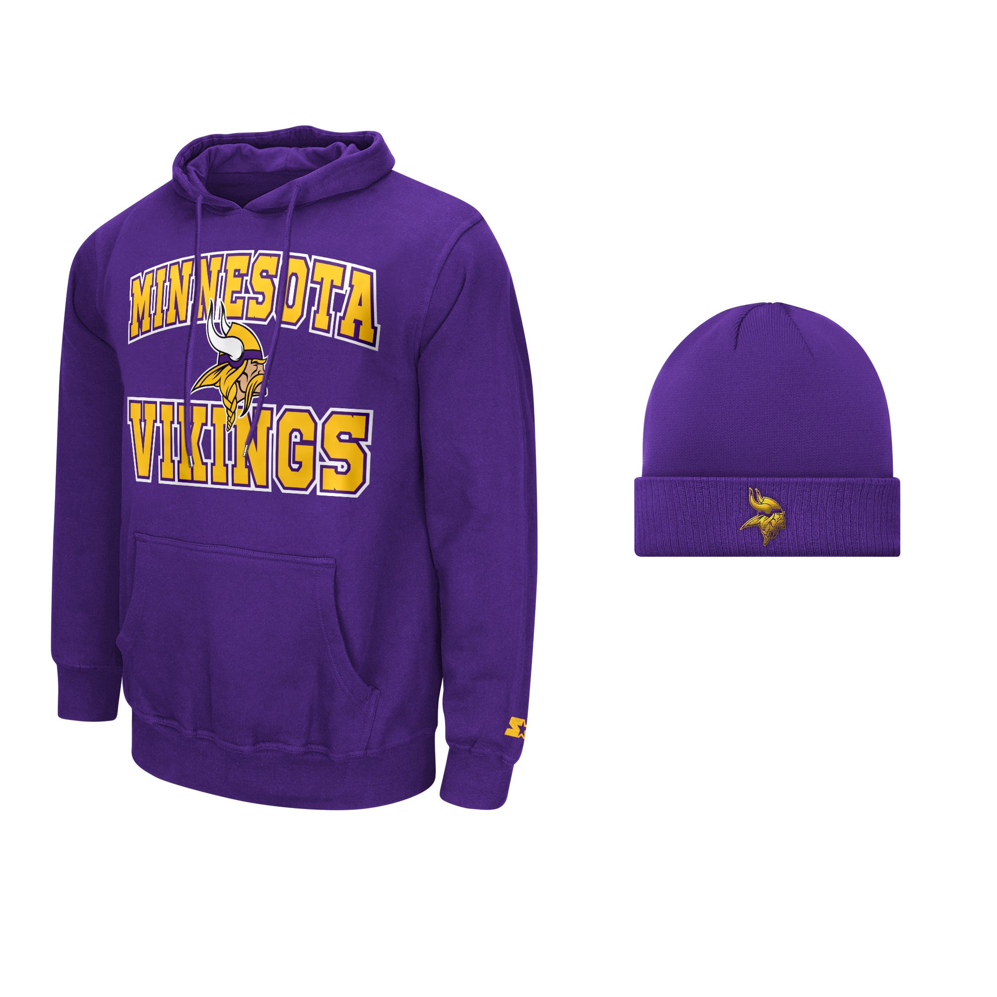 Ensemble sweat à capuche et bonnet revers Starter violet Minnesota Vikings pour homme