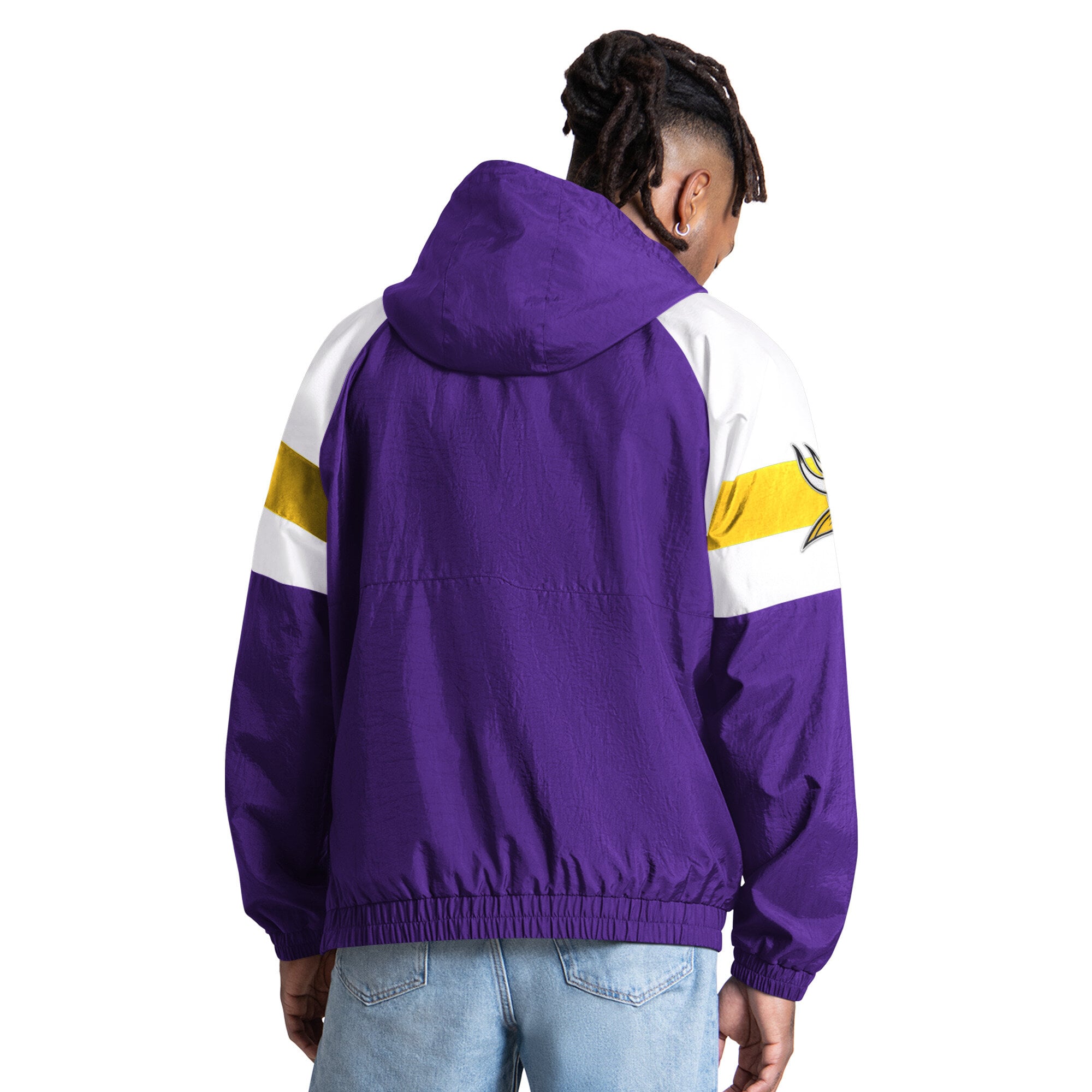 Men's Starter Purple Minnesota Vikings Street Cut Half-Zip Jacket