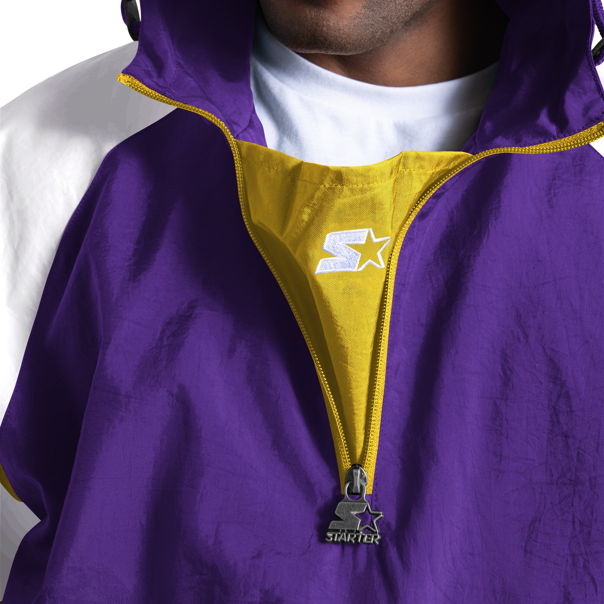 Men's Starter Purple Minnesota Vikings Street Cut Half-Zip Jacket