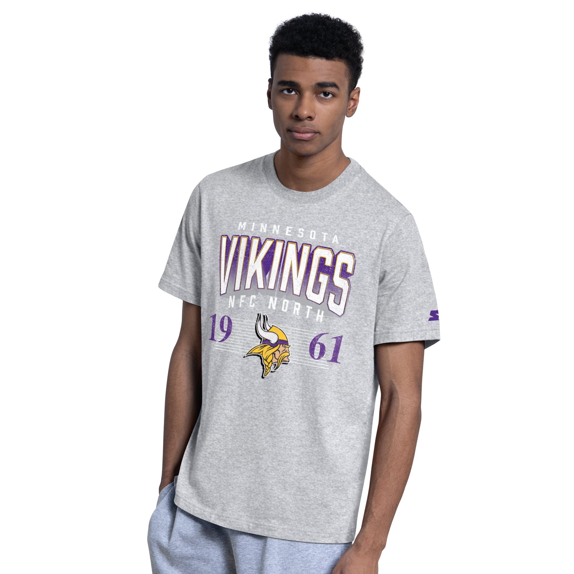 Men's Starter Purple/Heather Gray Minnesota Vikings Two-Pack Logo T-Shirt Set