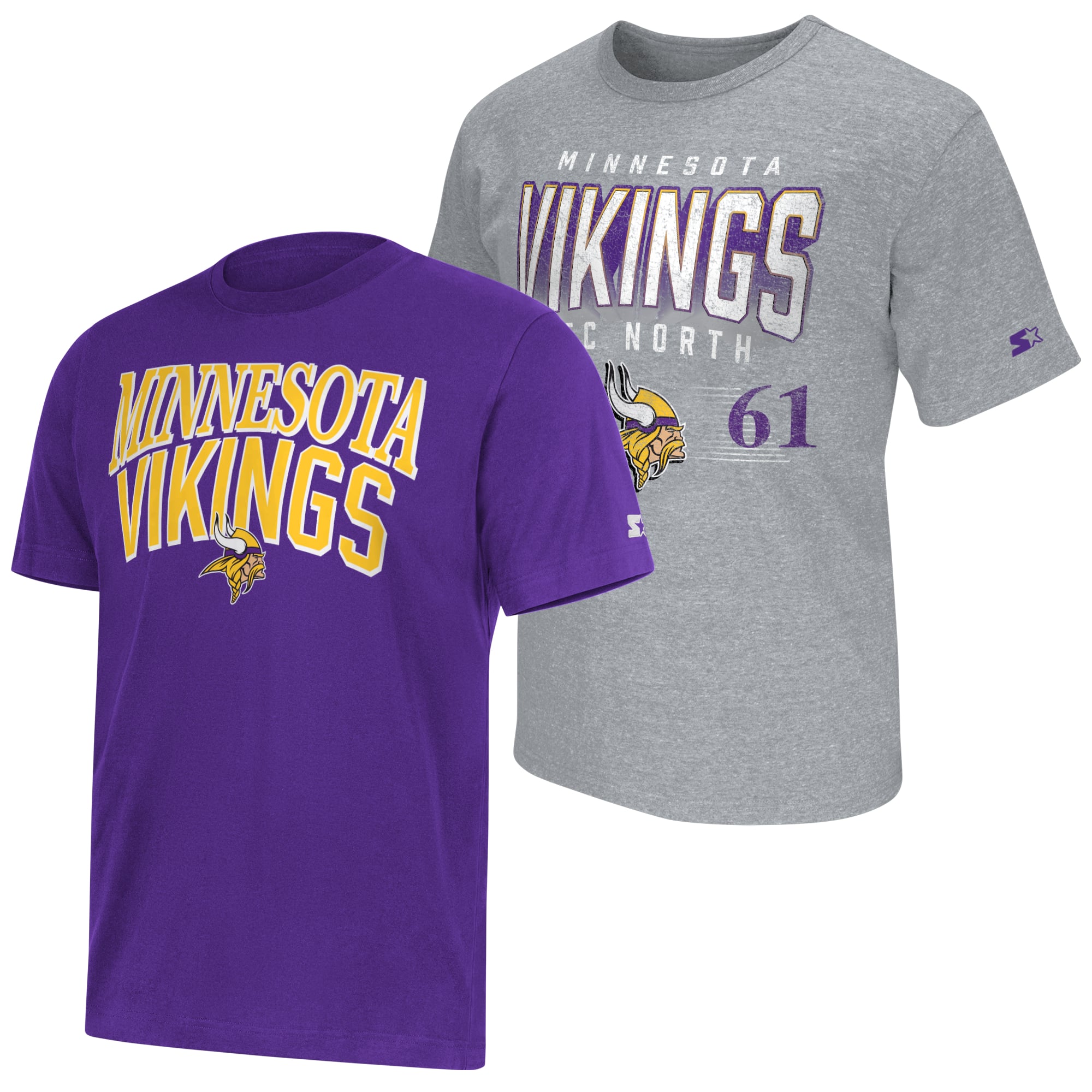 Men's Starter Purple/Heather Gray Minnesota Vikings Two-Pack Logo T-Shirt Set