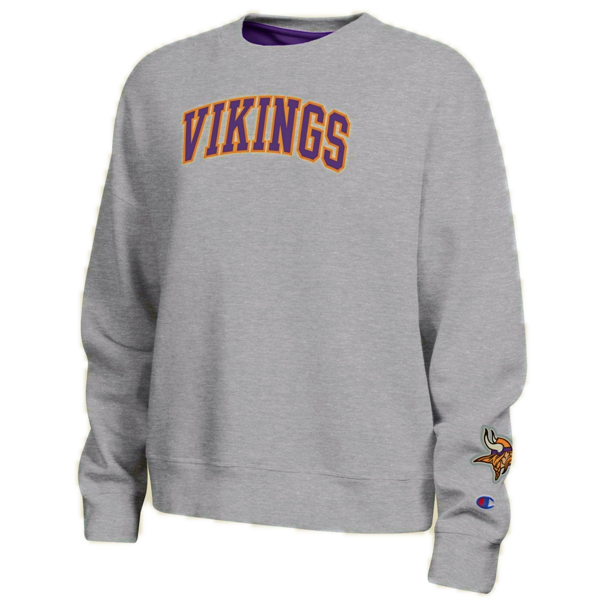 Sweat-shirt Minnesota Vikings Champion pour femme, doublure contrastée - Gris chiné