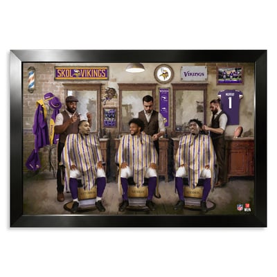 Minnesota Vikings Jordan Addison, Kyler Murray & Justin Jefferson 27" x 39" Barbershop Framed Print