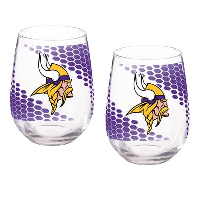 Minnesota Vikings Two-Piece 17oz. Color Fade Stemless Wine Glass Set