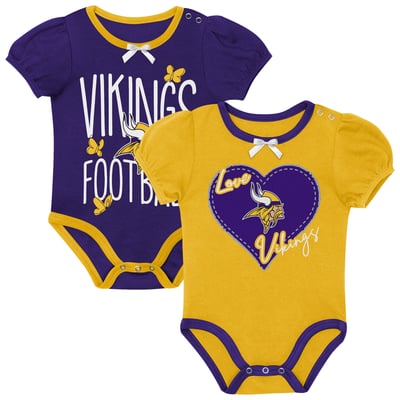 Minnesota Vikings Outerstuff Newborn & Infant Star Power Two-Piece Bodysuit Set - Purple/Gold
