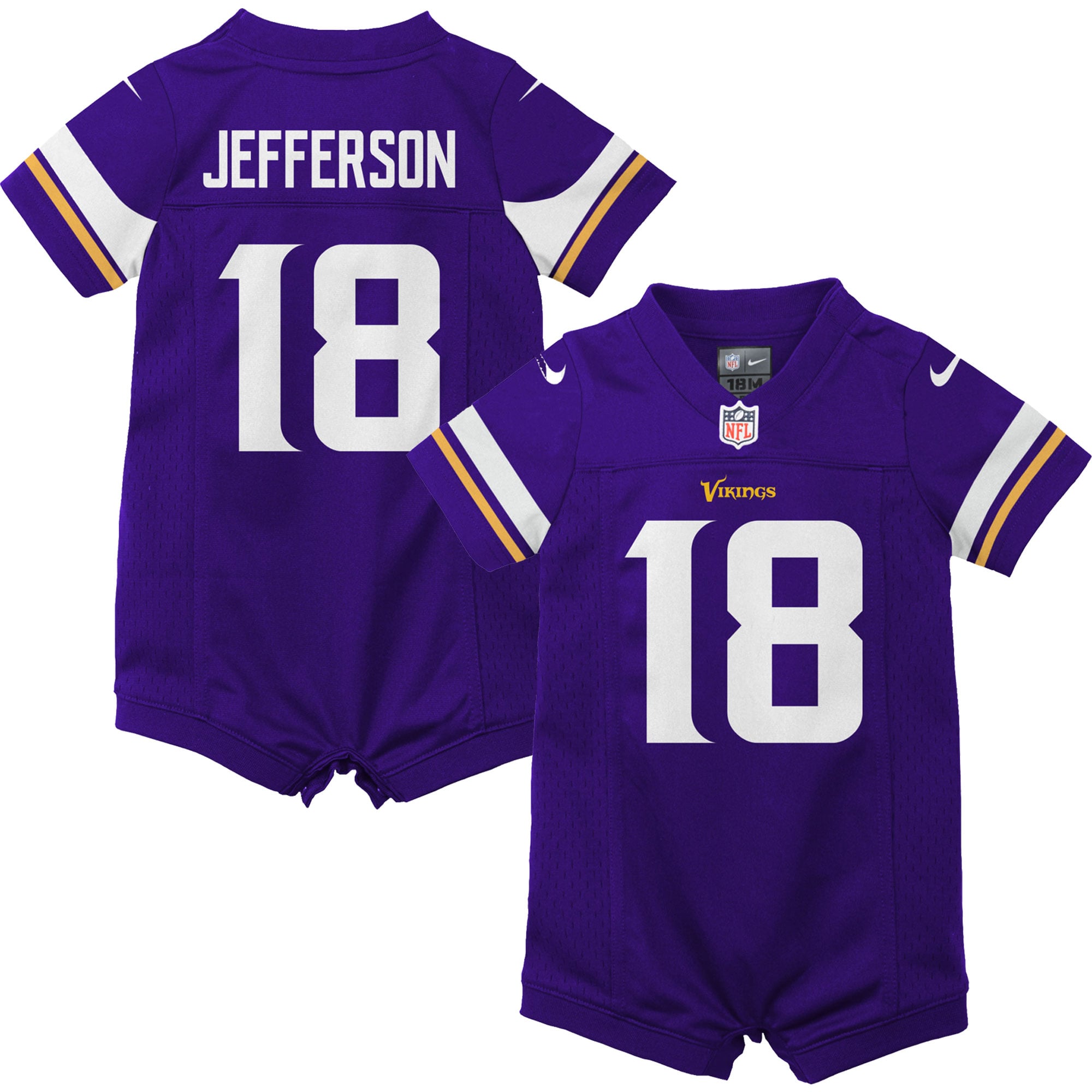 Newborn Nike Justin Jefferson Purple Minnesota Vikings Romper Game Jersey