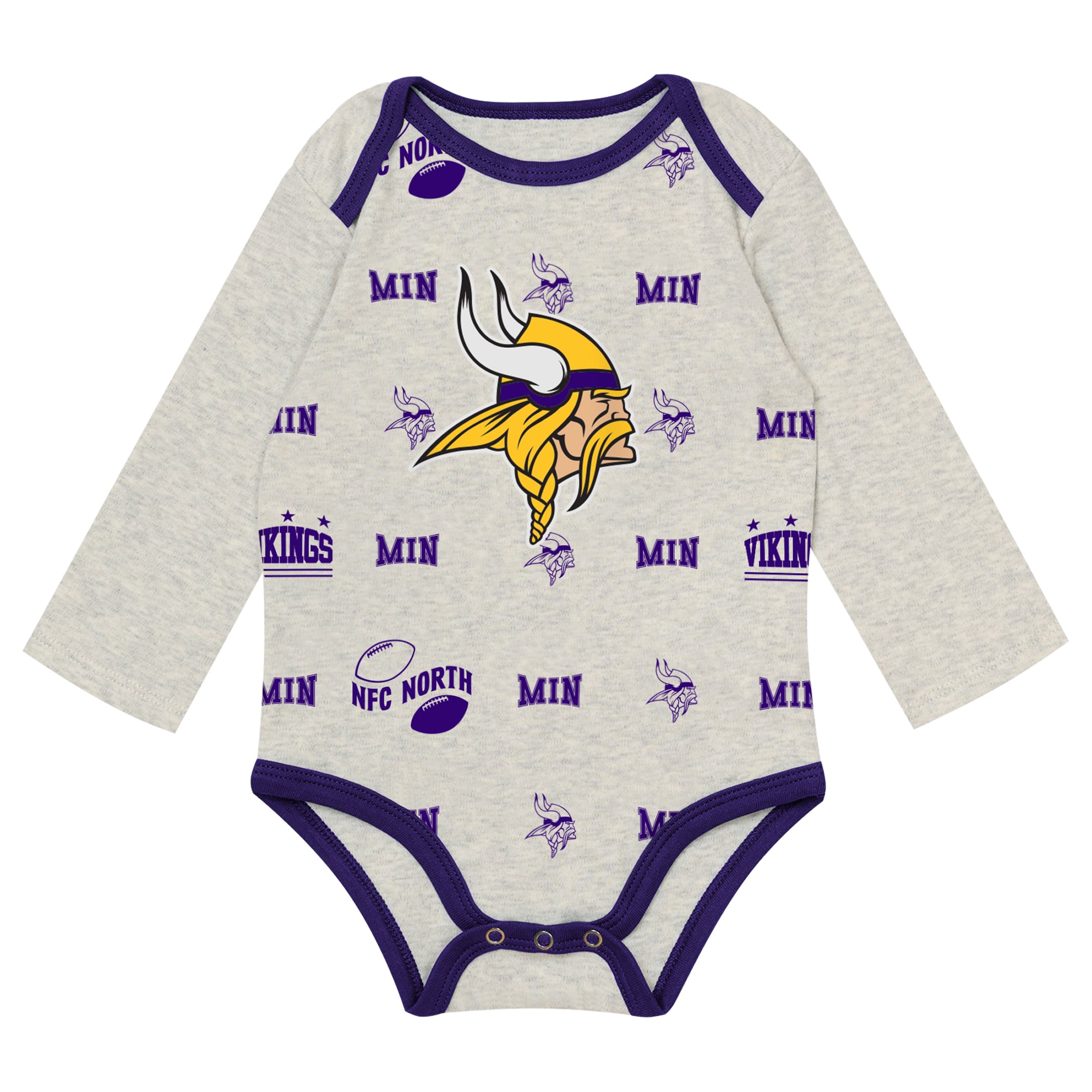 Ensemble pantalon et bonnet 3 pièces Huddles & Giggles Minnesota Vikings, gris chiné, pour nouveau-né Outerstuff
