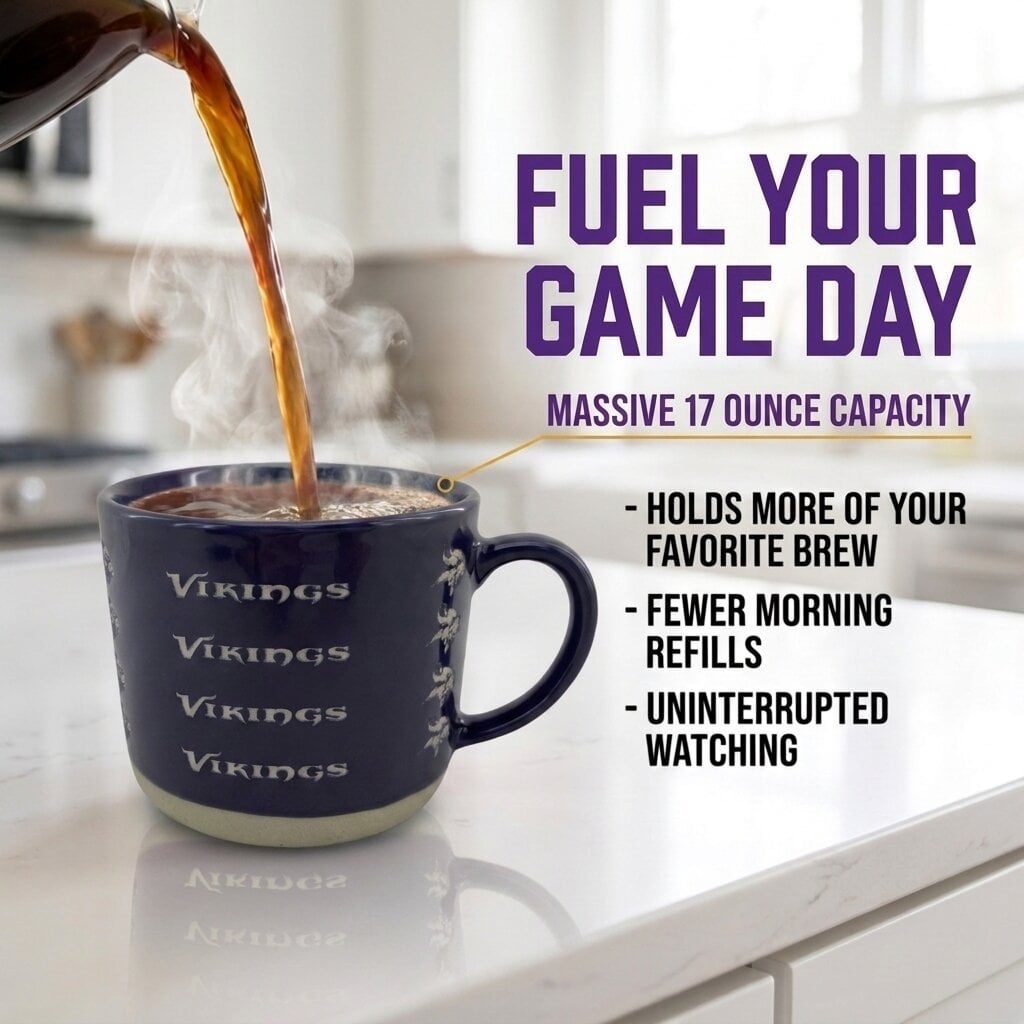 Mug Pegasus Minnesota Vikings 17 oz, logo ton sur ton, finition sablée