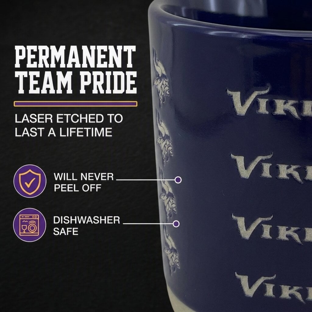 Mug Pegasus Minnesota Vikings 17 oz, logo ton sur ton, finition sablée