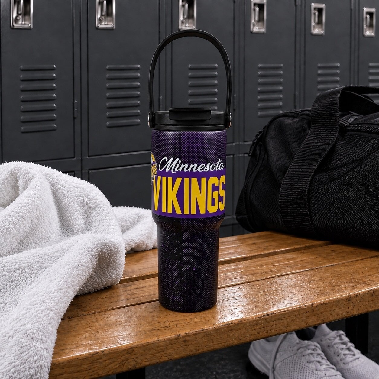 Pegasus Minnesota Vikings 24oz. Speckled Gradient Stainless Steel Dual Top Water Bottle