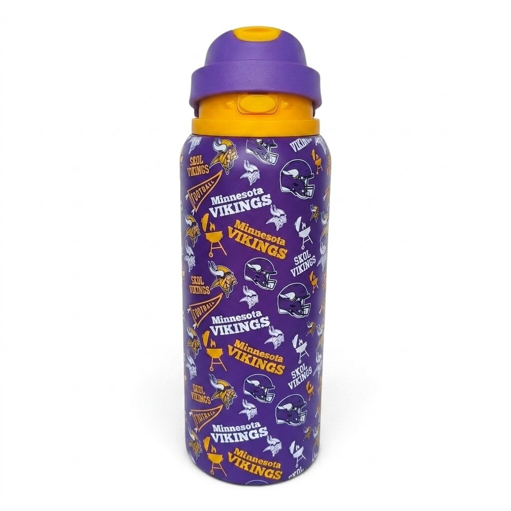Gourde Pegasus Minnesota Vikings 32 oz en acier inoxydable ProPress avec fanion pour les jours de match