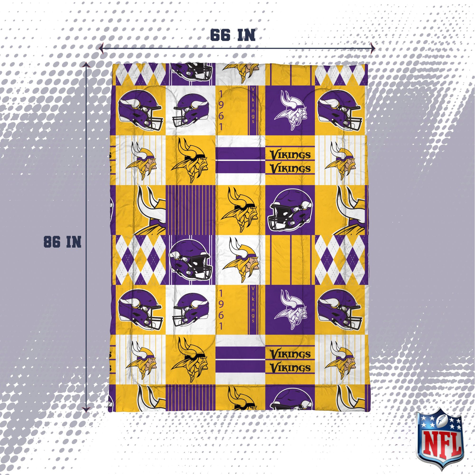 Ensemble de literie deux pièces Pegasus Minnesota Vikings Patchwork Plaid Twin/Twin XL
