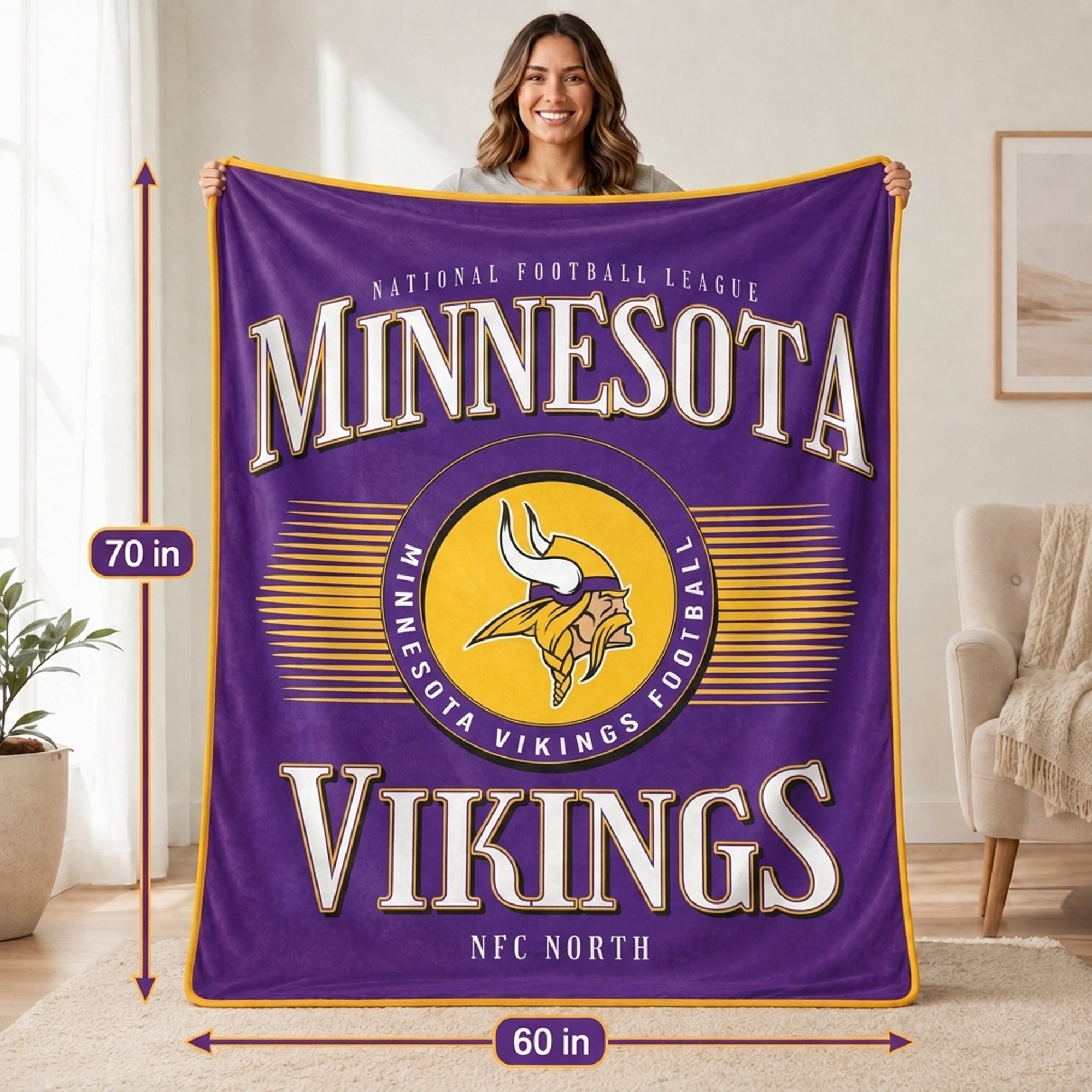 Couverture ultra douce Pegasus Minnesota Vikings Spotlight Arch 60" x 70"