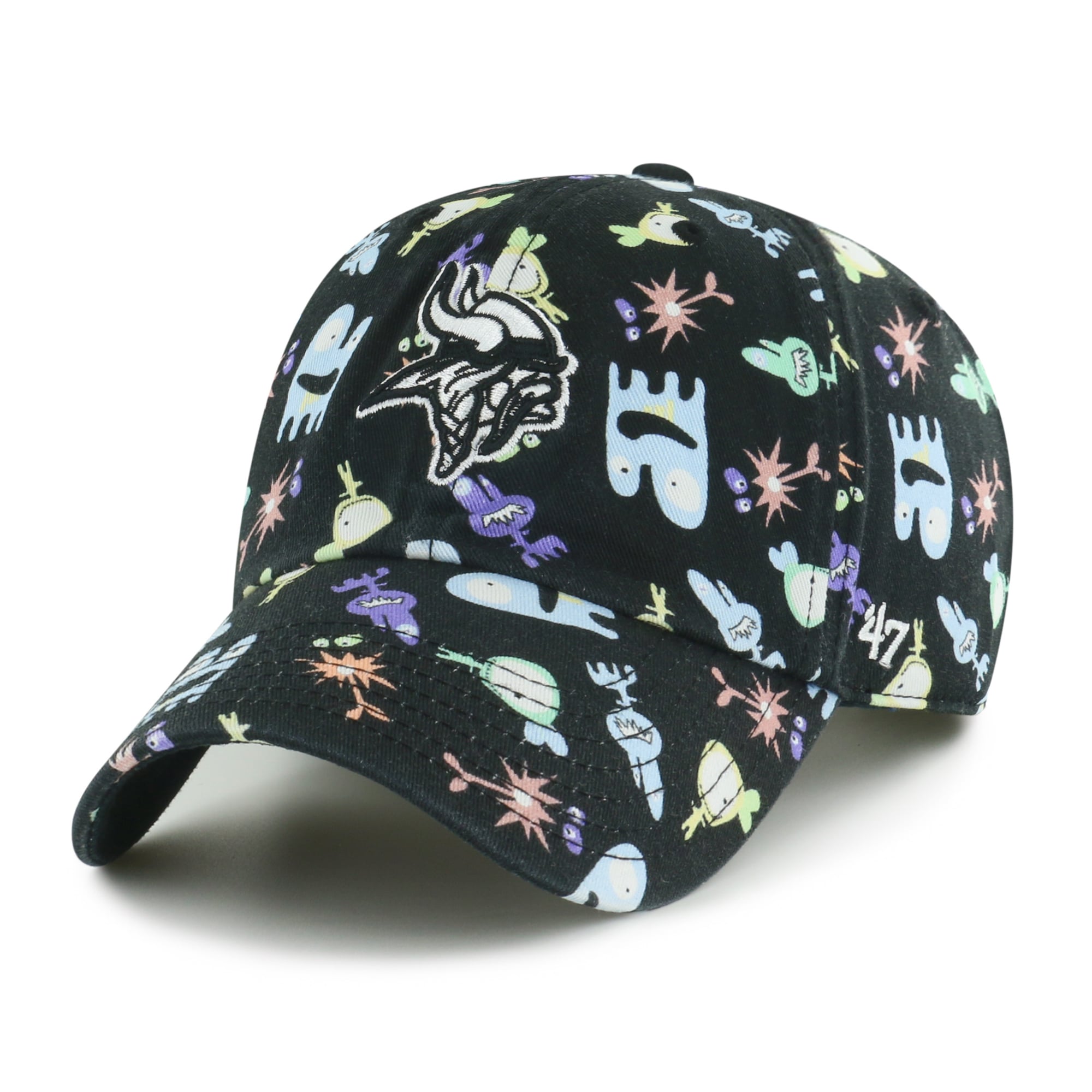 Casquette ajustable « Nettoyage des créatures spatiales » des Vikings du Minnesota, noire, pour enfants d'âge préscolaire (modèle 1947).